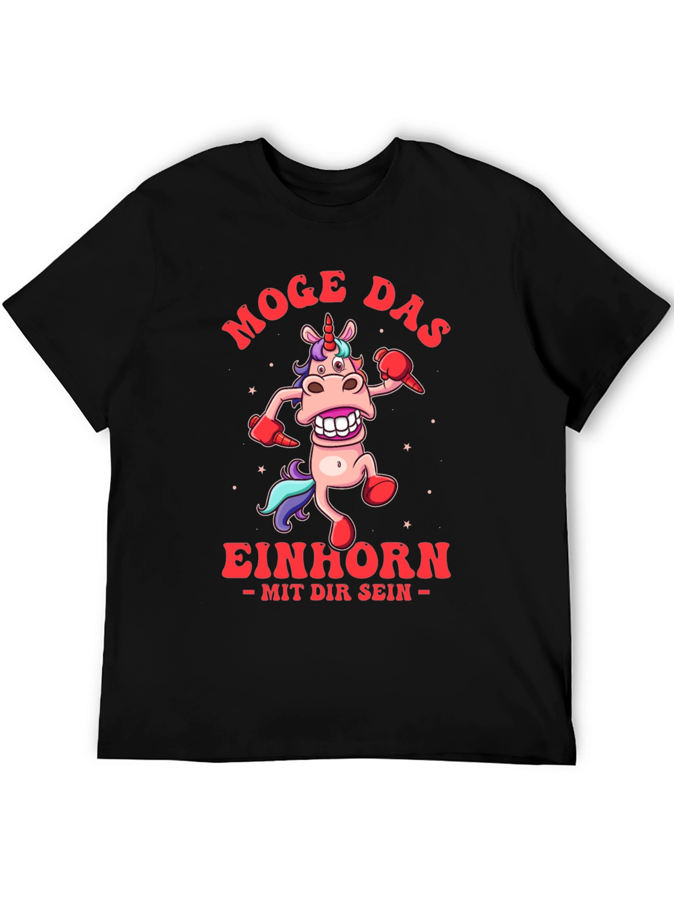 Black Funny Unicorn T-Shirt - Moge Das Einhorn view 5