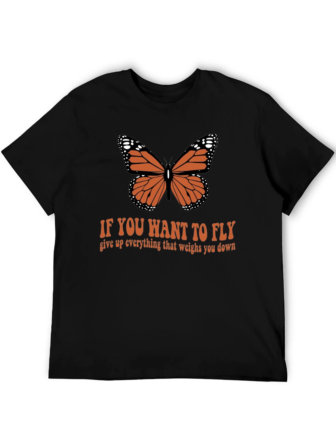 Black Butterfly Quote T-Shirt - If You Want to Fly Tee view 5