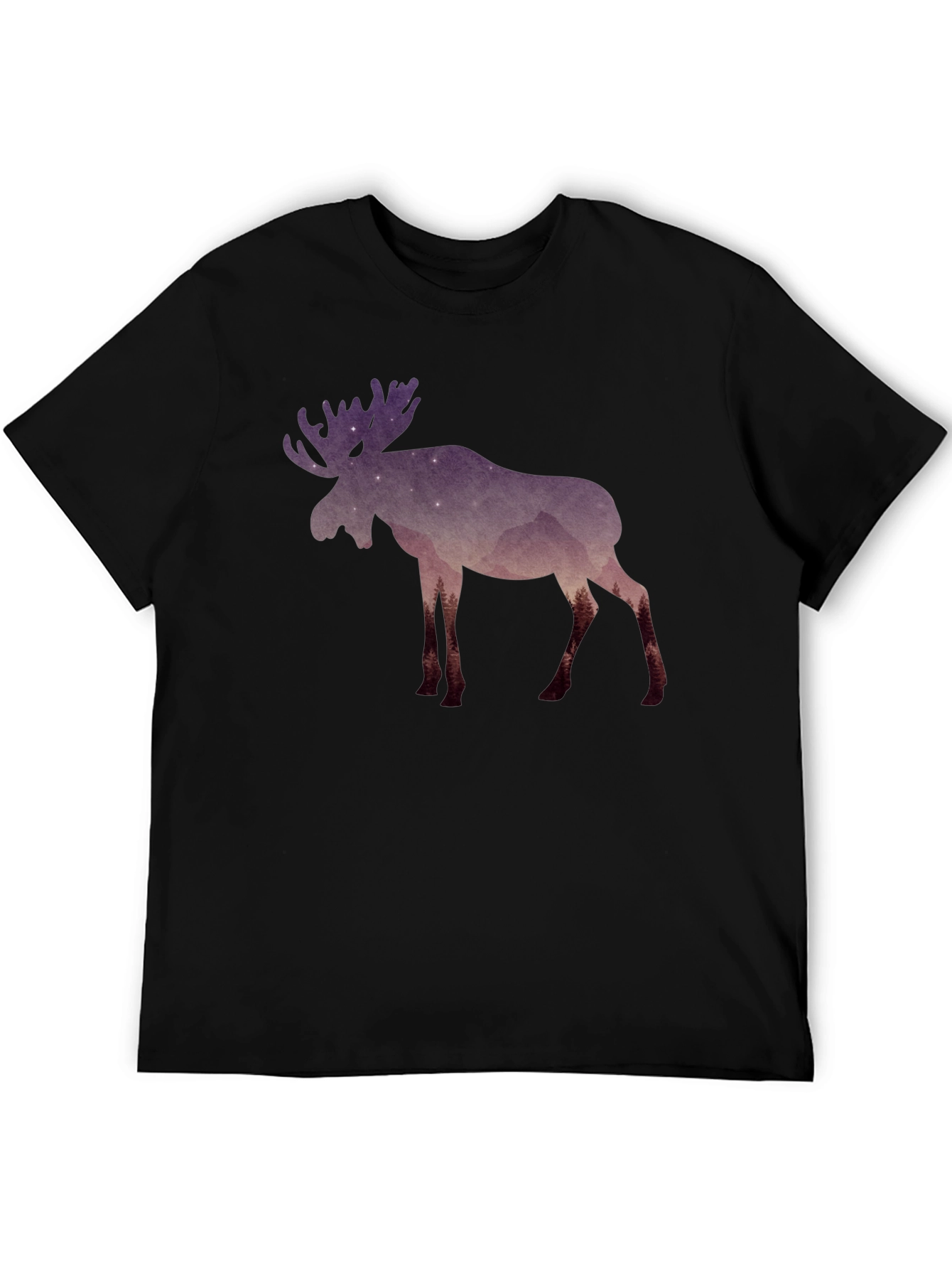 Black Moose Silhouette Graphic Tee - Nature Inspired Design view 5