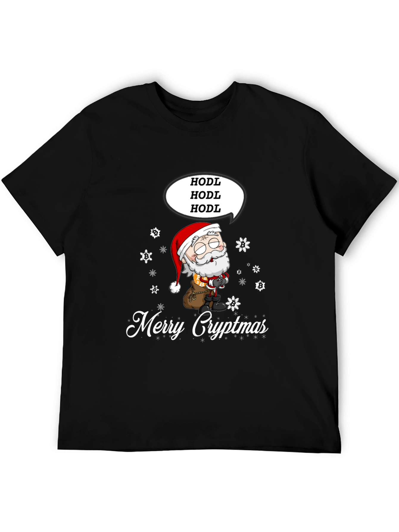 Black Merry Cryptmas HODL Santa Tee view 5
