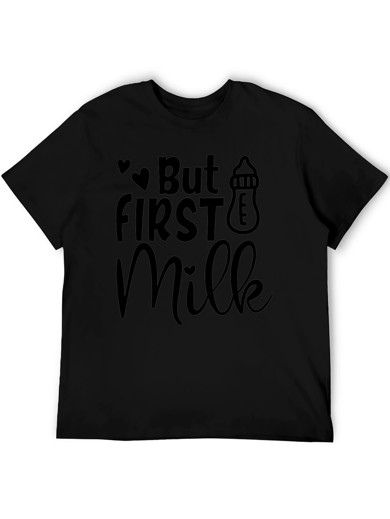 Black But First Milk T-Shirt - Black Novelty Tee view 5