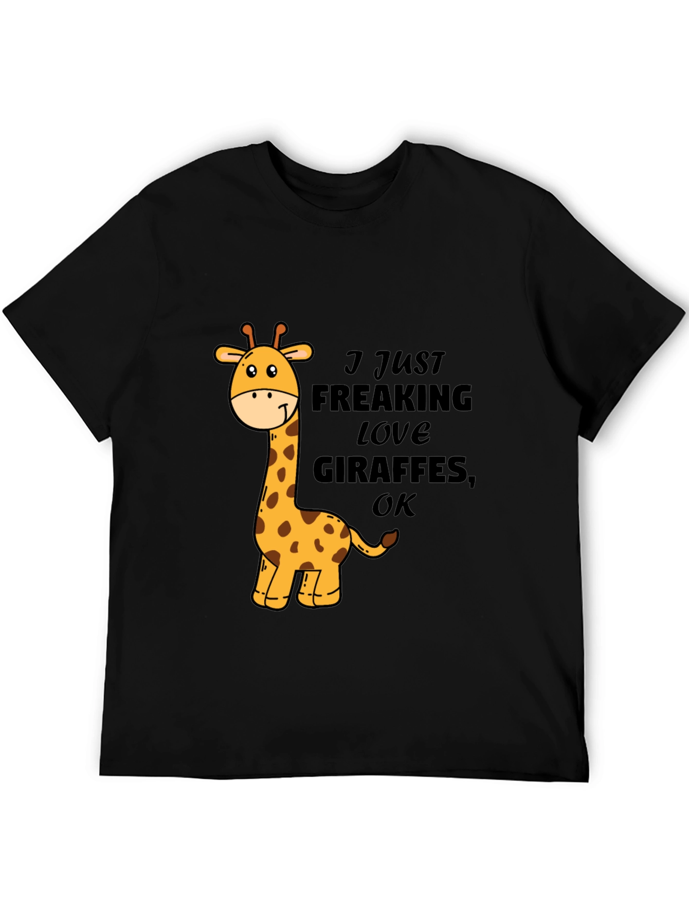 Black I Love Giraffes Black T-Shirt view 5