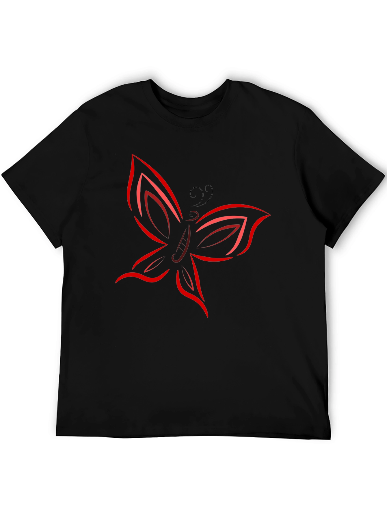Black Butterfly Graphic T-Shirt - Bold Red Design view 5
