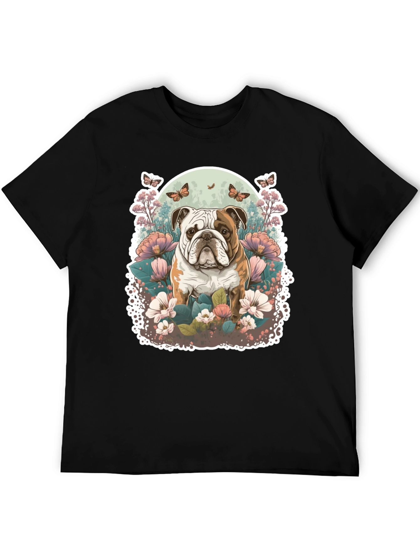 Black Bulldog Floral T-Shirt view 5