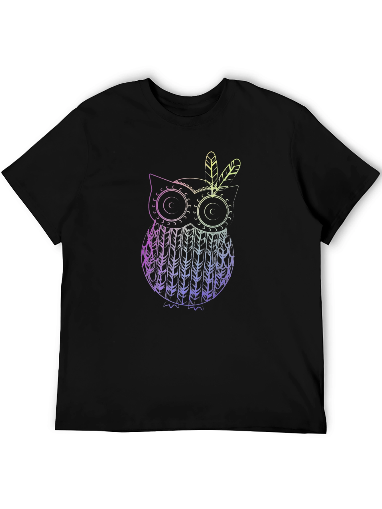 Black Owl Feather Graphic Black T-Shirt view 5