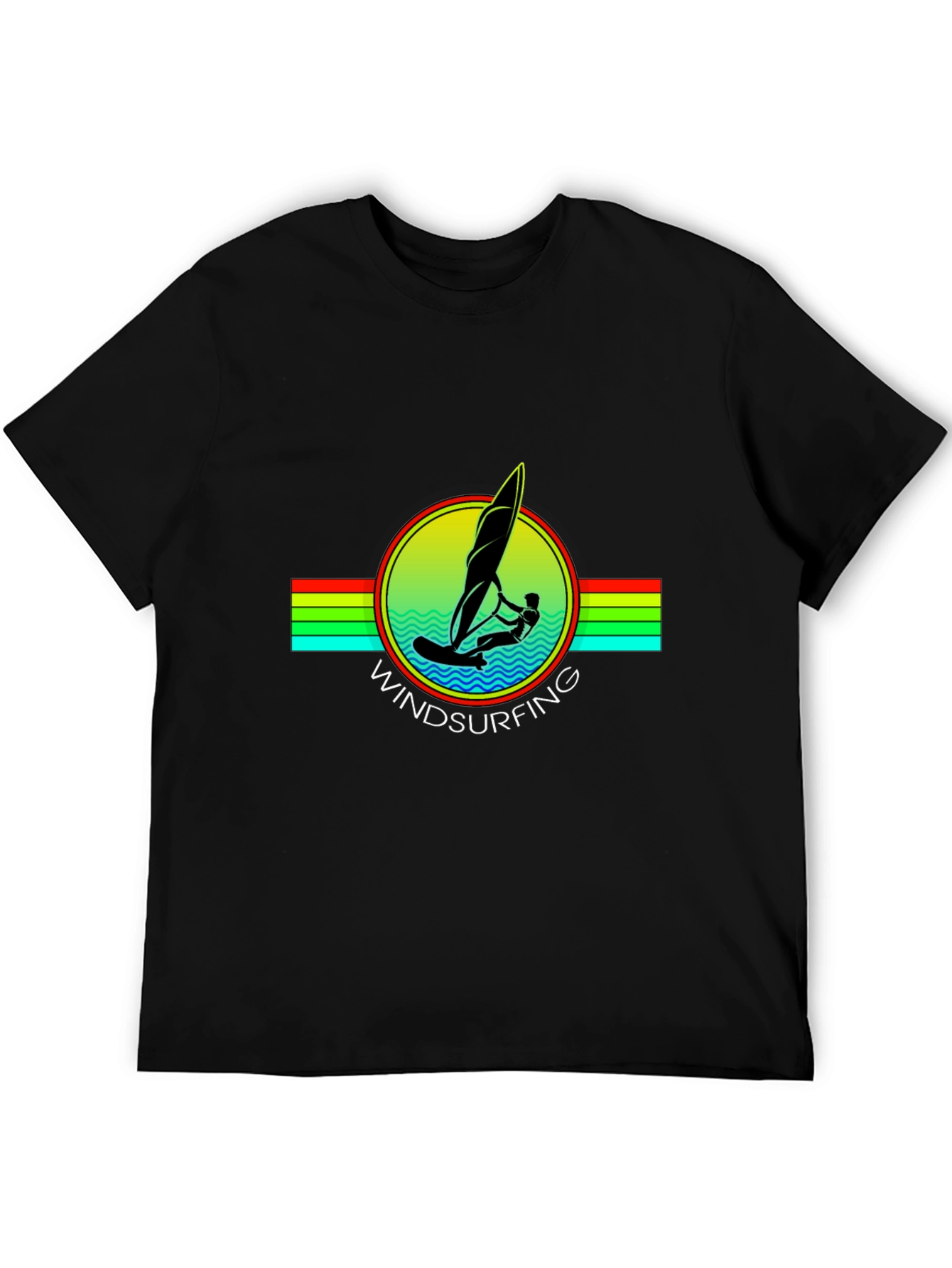 Black Windsurfing Graphic Tee - Black Cotton T-Shirt view 5