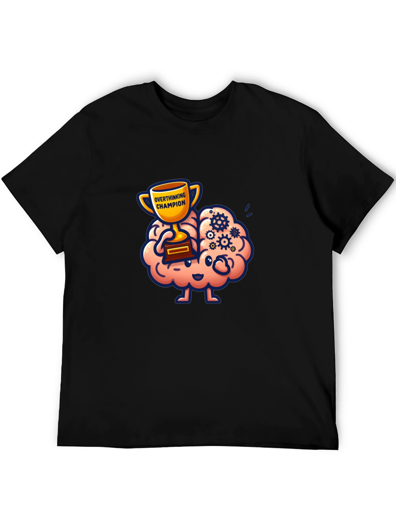 Black Overthinking Champion Graphic T-Shirt - Novelty Design view 5