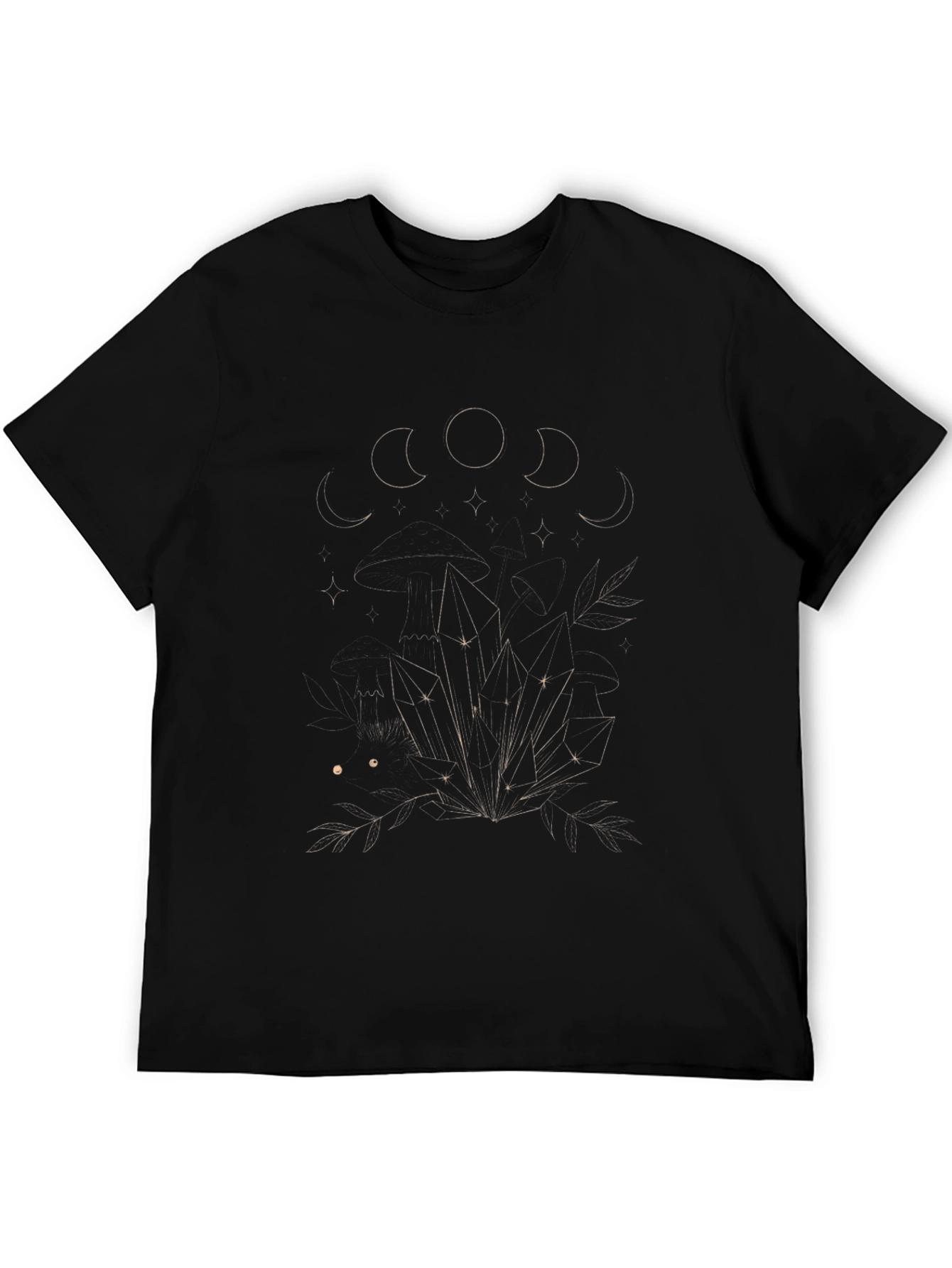 Black Mystic Moon Phases & Crystals Black T-Shirt view 5
