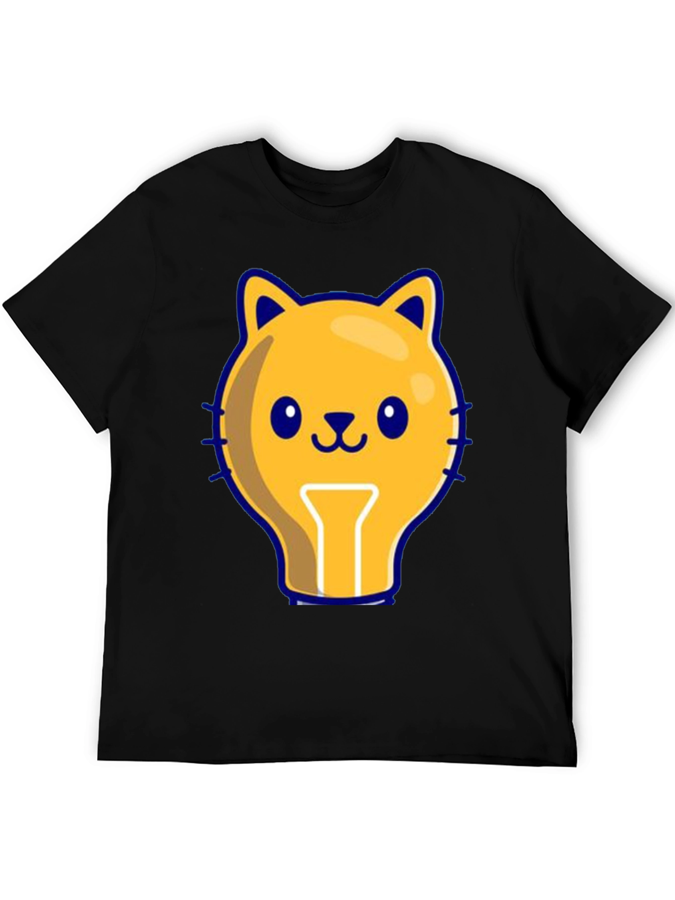 Black Cute Cat Light Bulb Graphic Tee - Black view 5