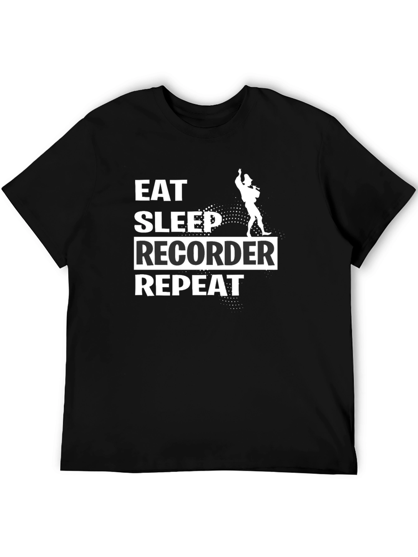 Black Eat Sleep Recorder Repeat Black T-Shirt view 5