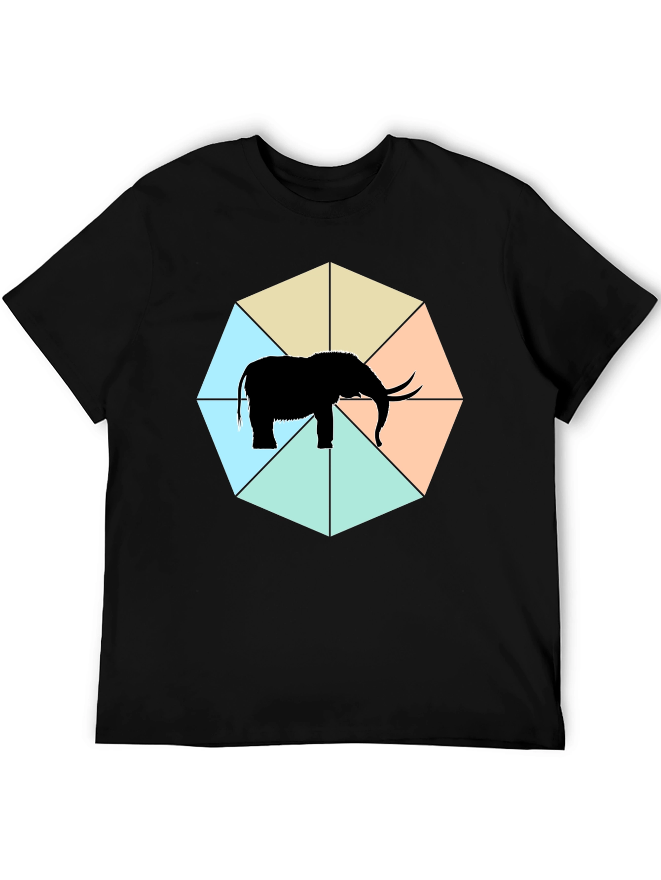 Black Elephant Octagon Graphic Tee - Stylish Men's Black T-Shirt view 5