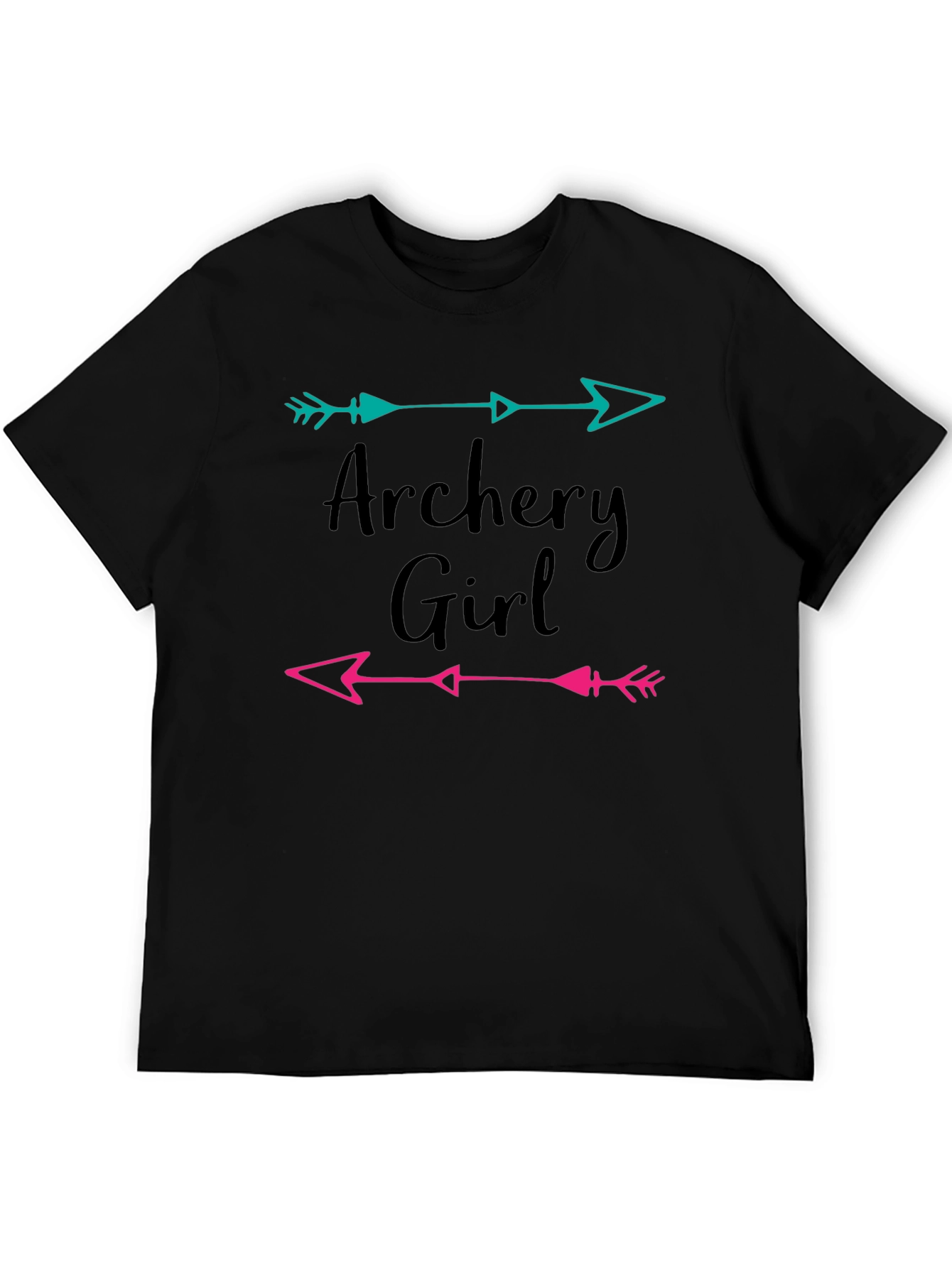 Black Archery Girl Arrow Graphic Tee - Black Cotton T-Shirt view 5
