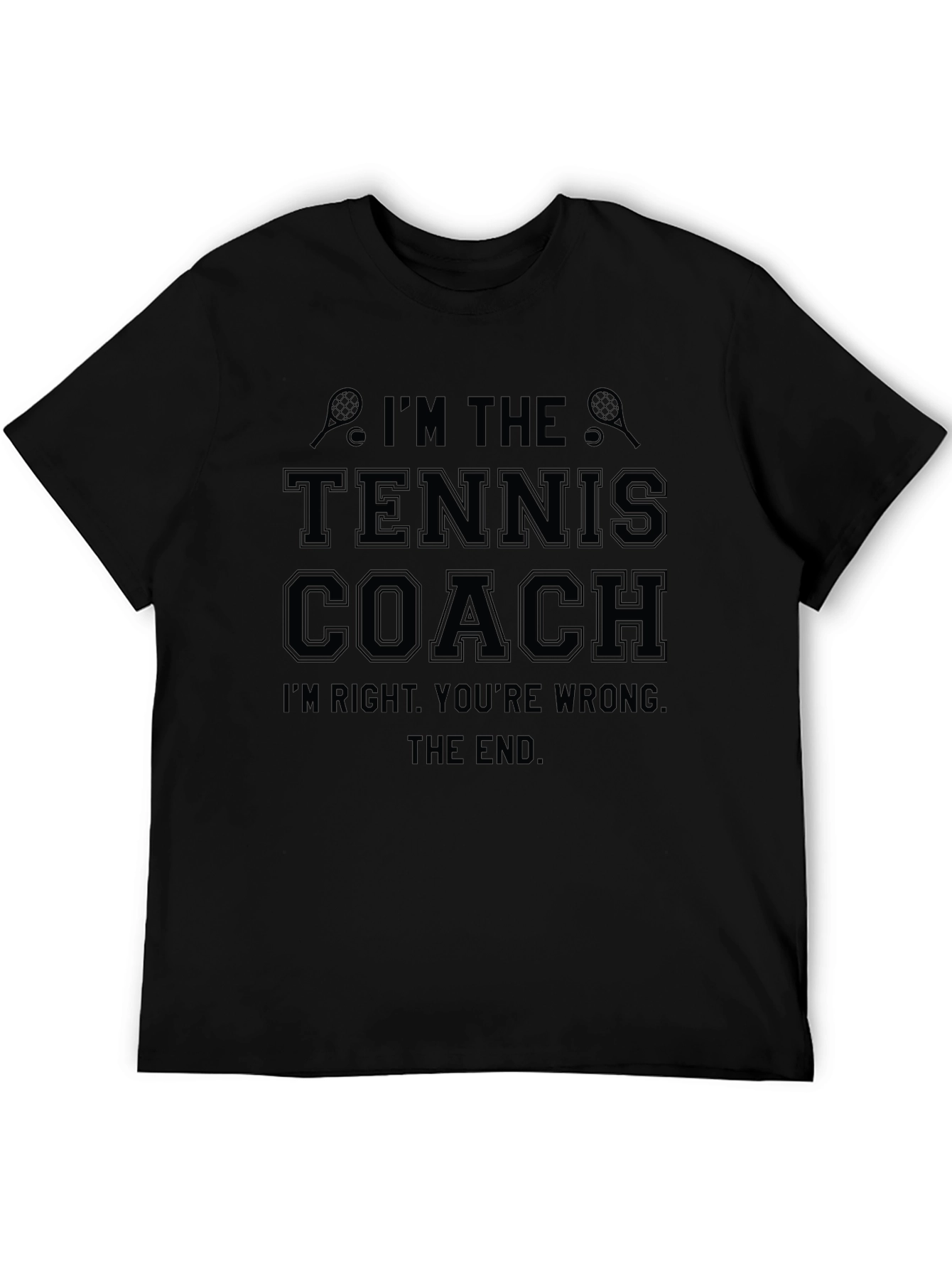 Black Tennis Coach T-Shirt - Funny Sports Tee view 5