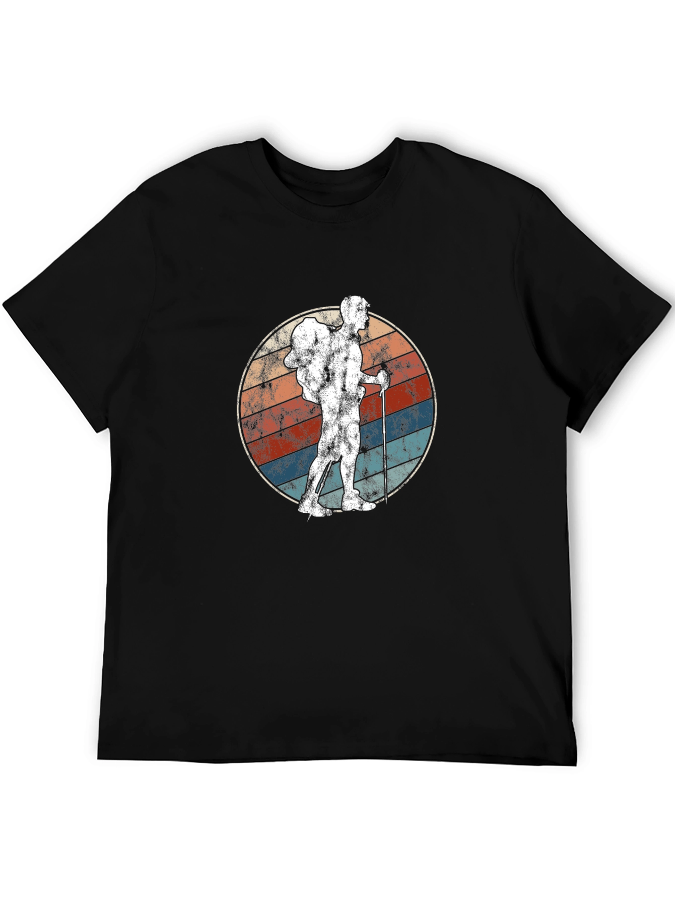 Black Vintage Hiker Graphic Tee - Black Cotton Blend Shirt view 5