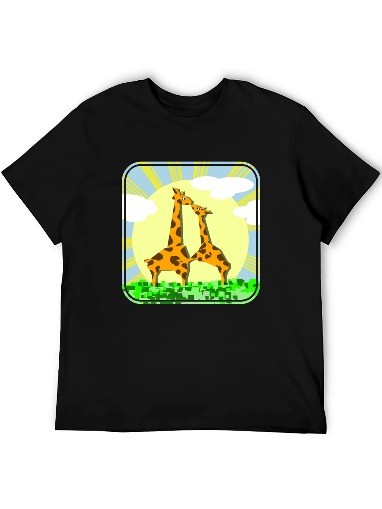Black Giraffe Graphic Tee - Black Cotton T-Shirt view 5