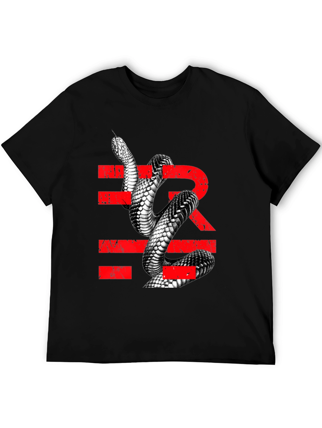 Black Snake Graphic Tee - Men's Black T-Shirt with Reptile Print view 5