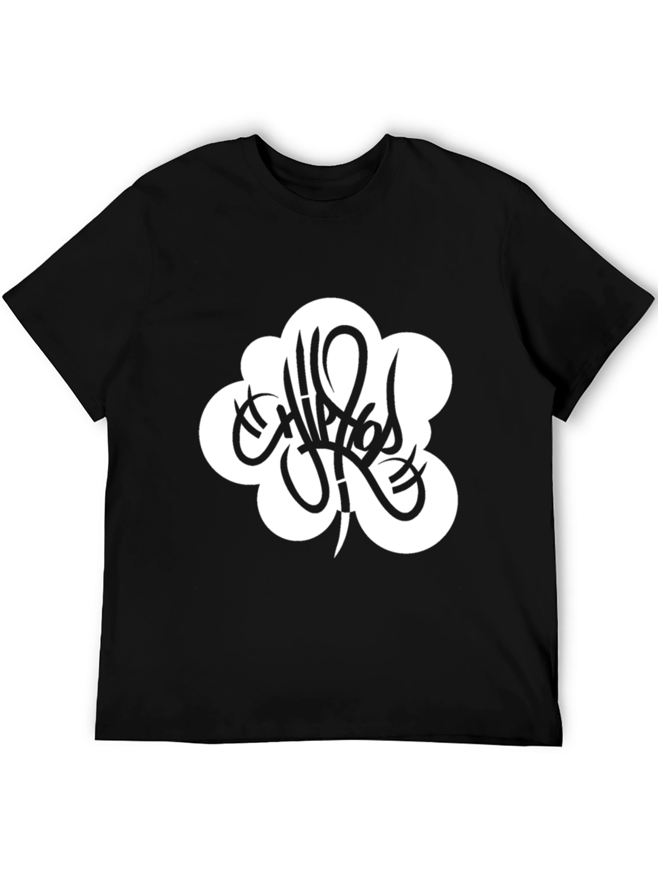 Black Hip Hop Style Graphic Tee - Black view 5
