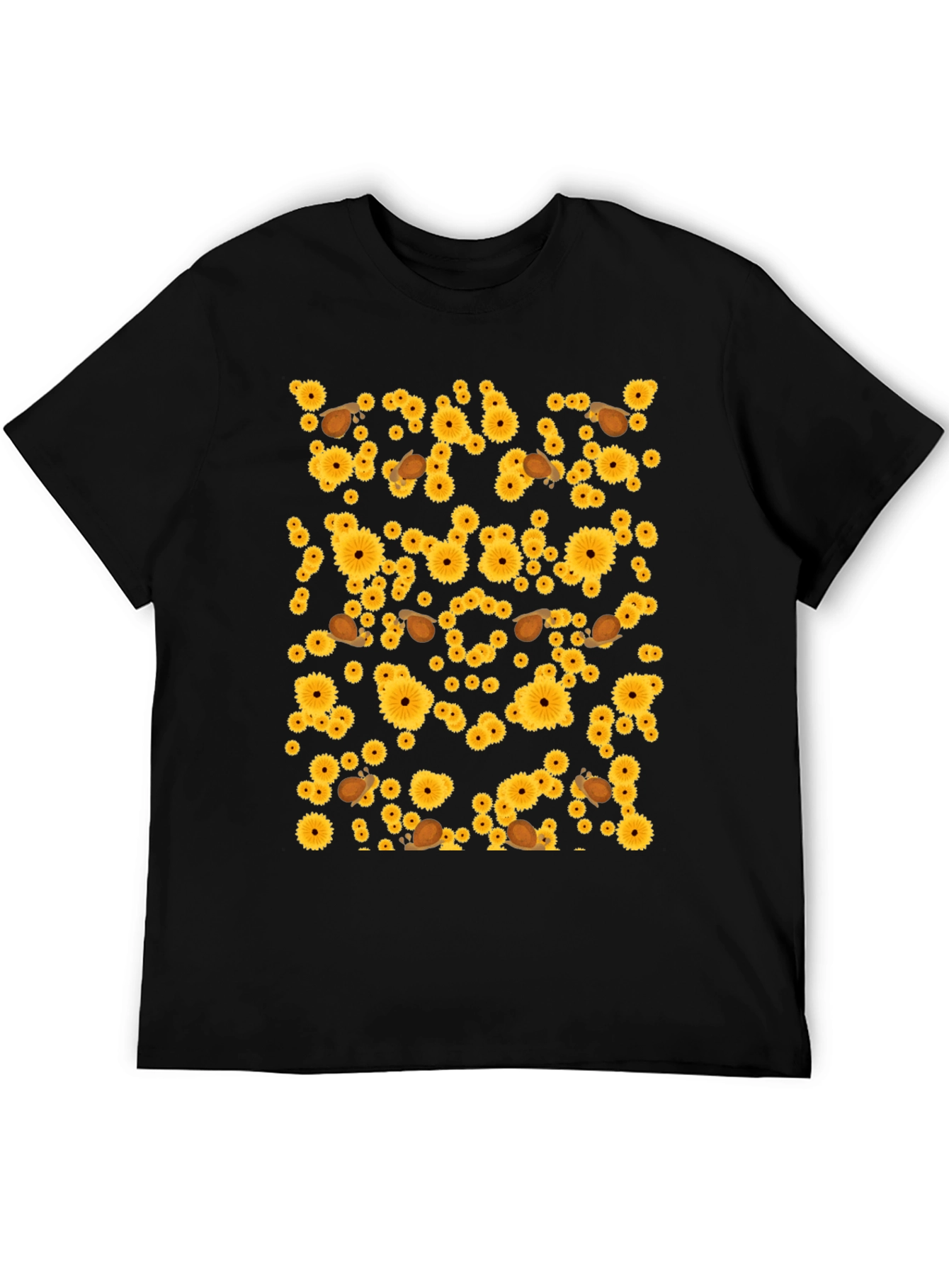 Black Sunflower & Snail Graphic Black T-Shirt view 5