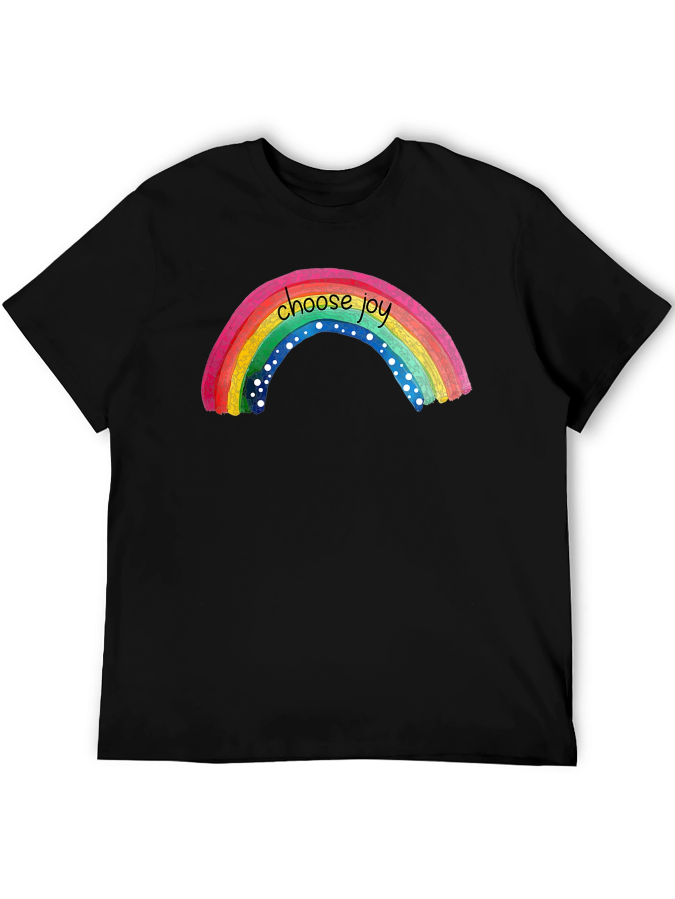 Black Choose Joy Rainbow Graphic T-Shirt - Black view 5