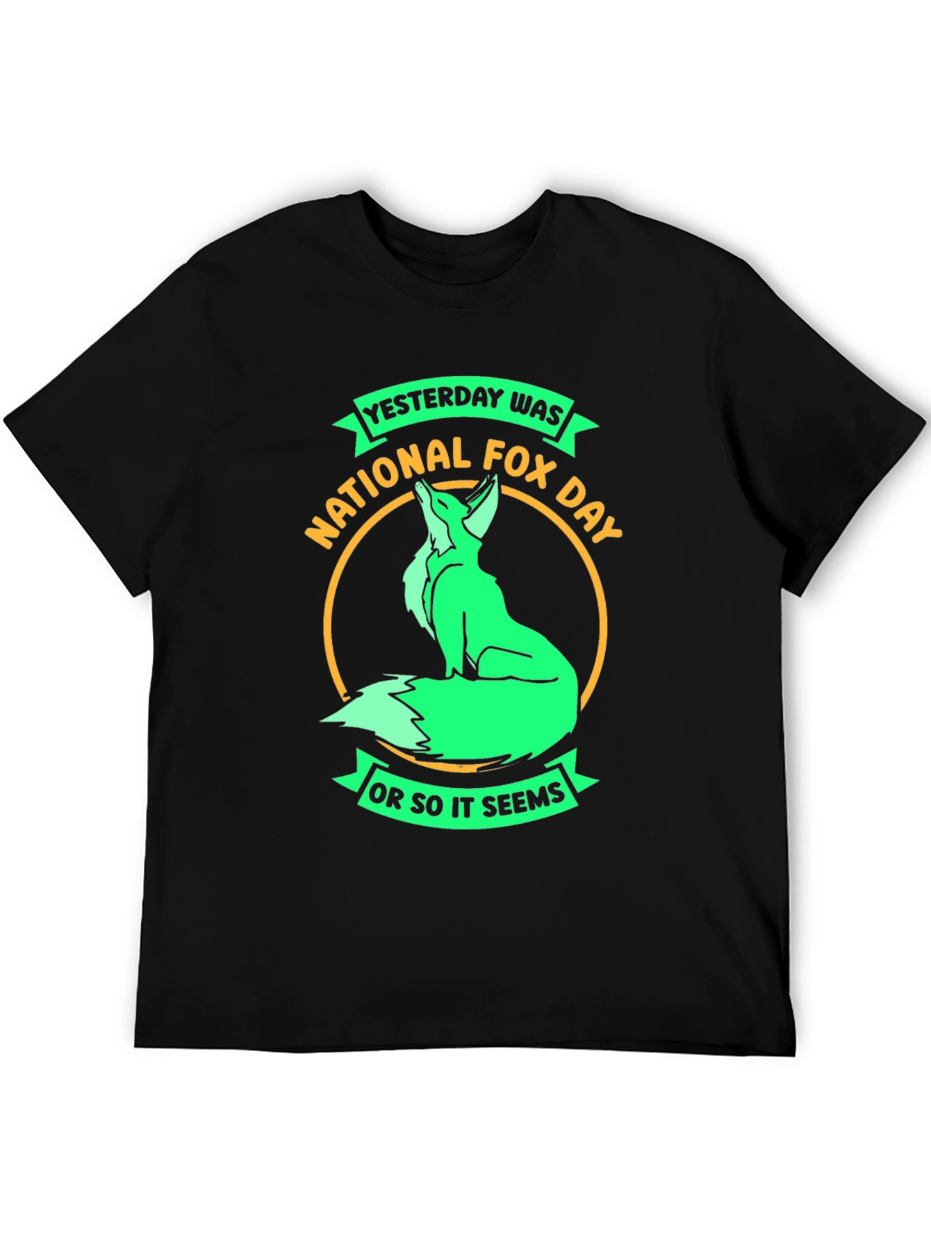 Black National Fox Day T-Shirt - Funny Sarcastic Tee view 5