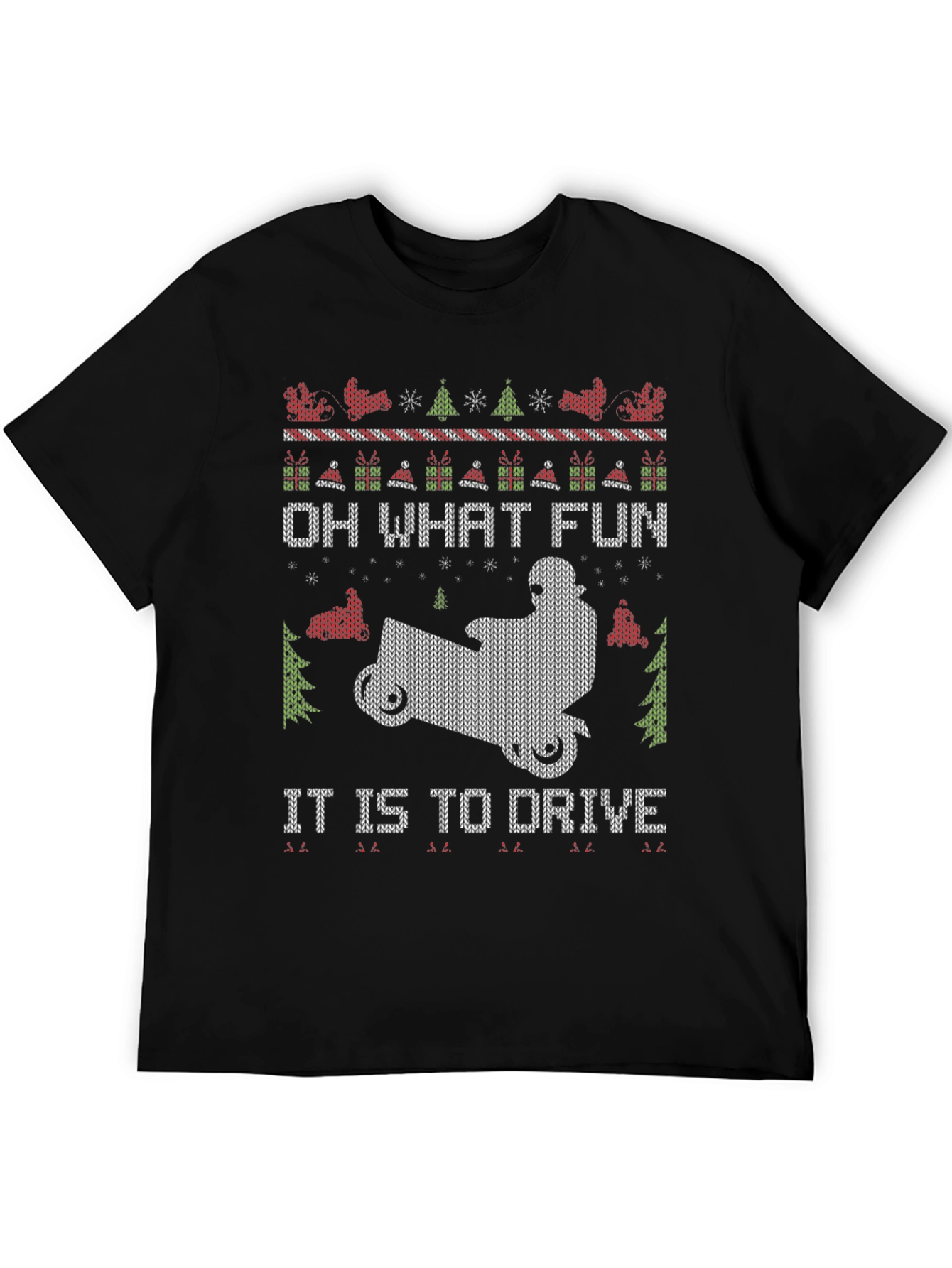 Black Ugly Christmas Snowmobile T-Shirt view 5