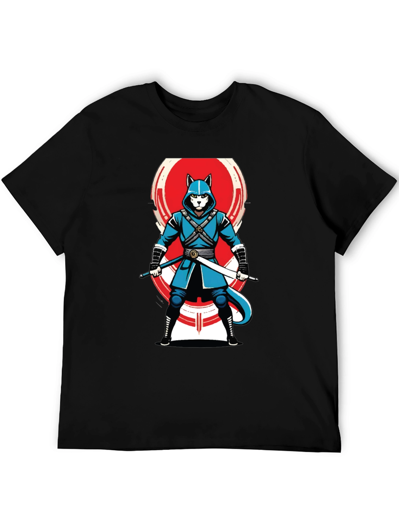 Black Ninja Cat T-Shirt - Cool Graphic Tee for Anime Fans view 5