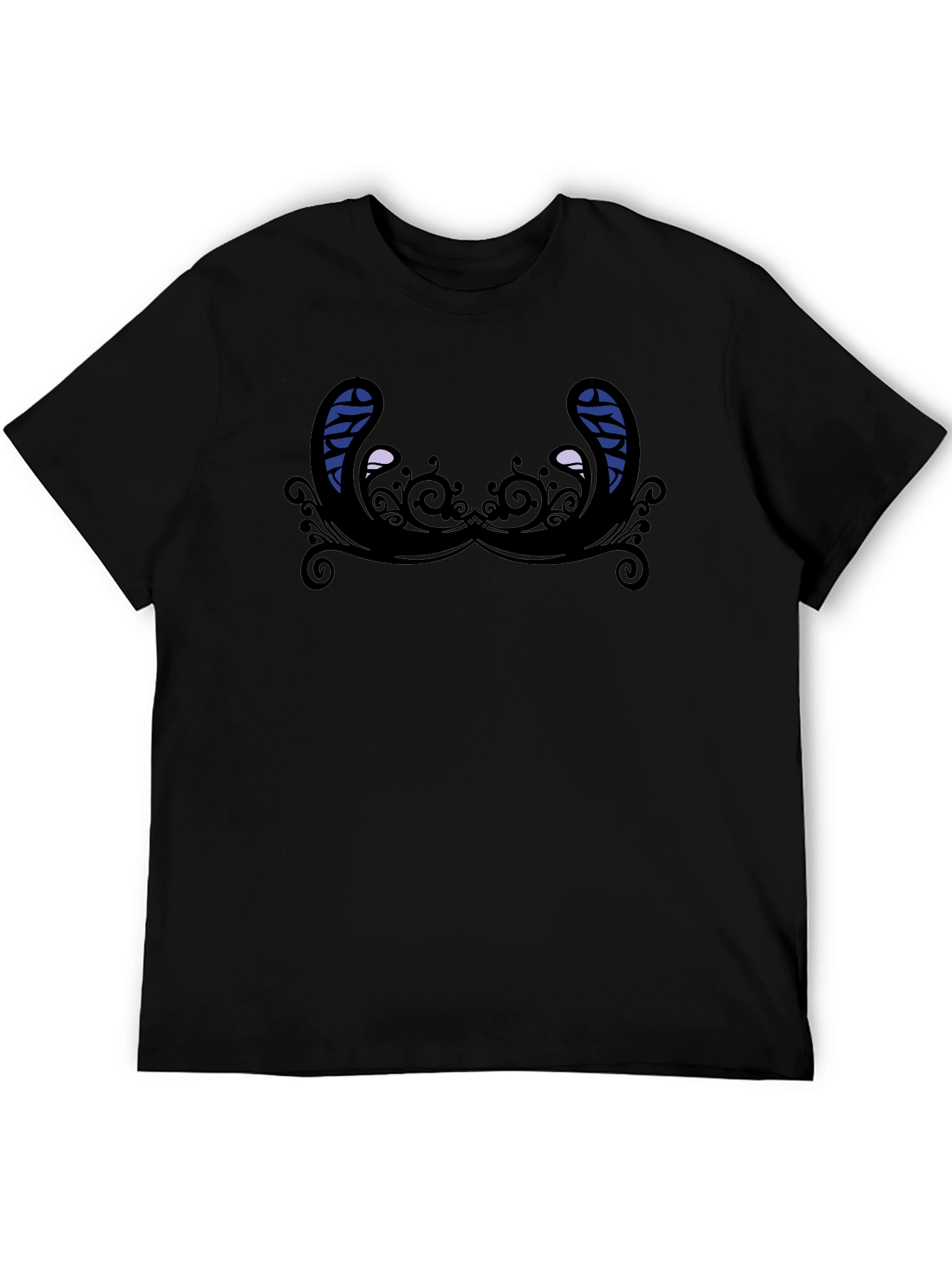 Black Novelty Graphic T-Shirt - Quirky Mustache Design, Black Tee view 5