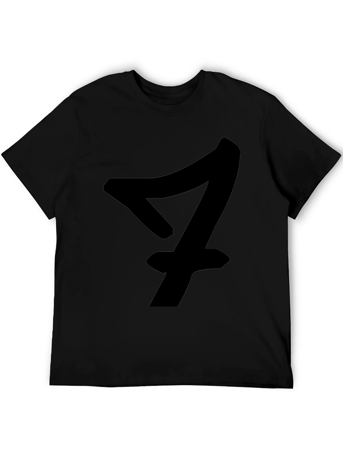 Black Black T-Shirt with Bold Number Seven Design view 5