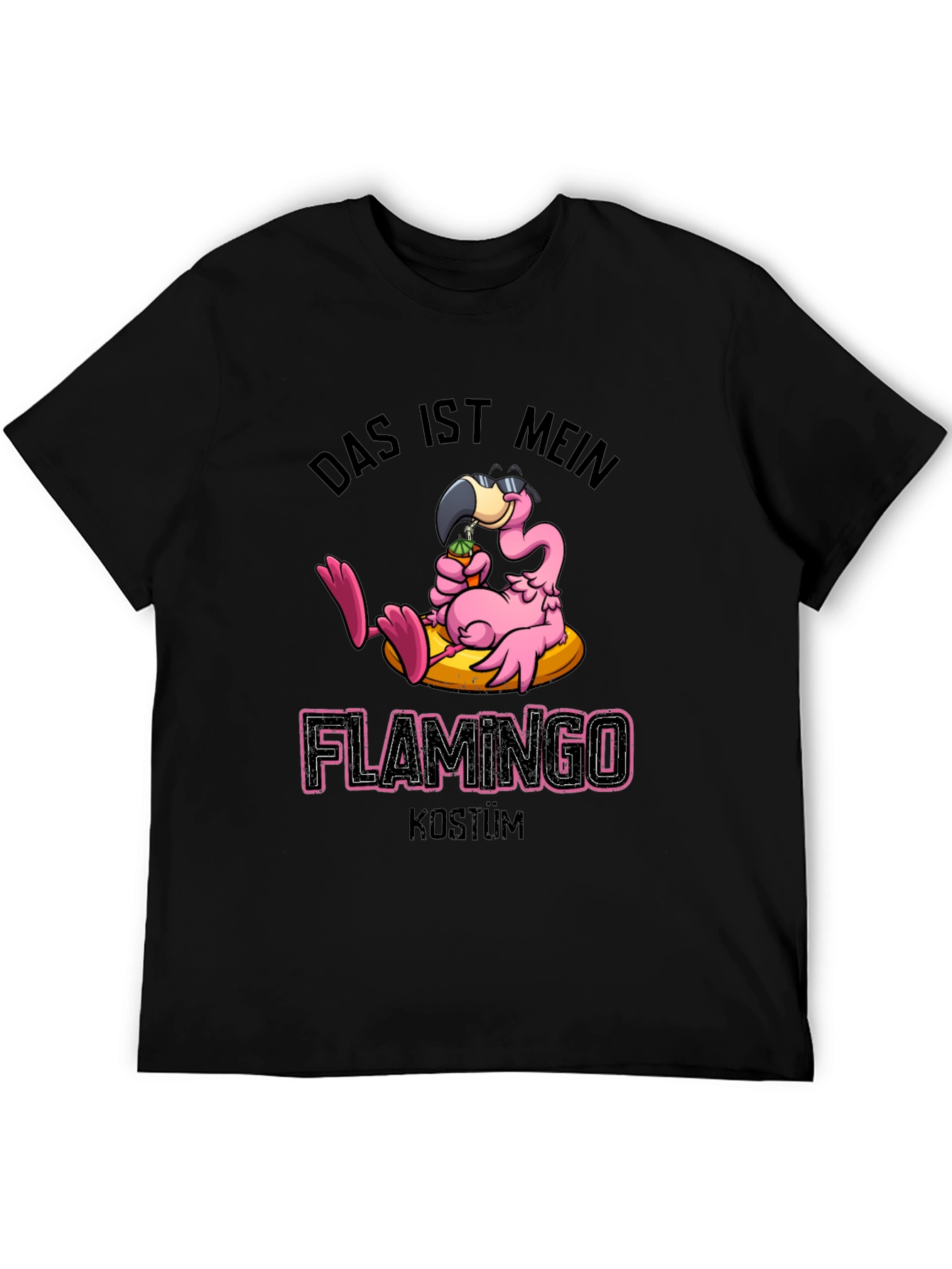 Black Funny Flamingo Costume T-Shirt view 5