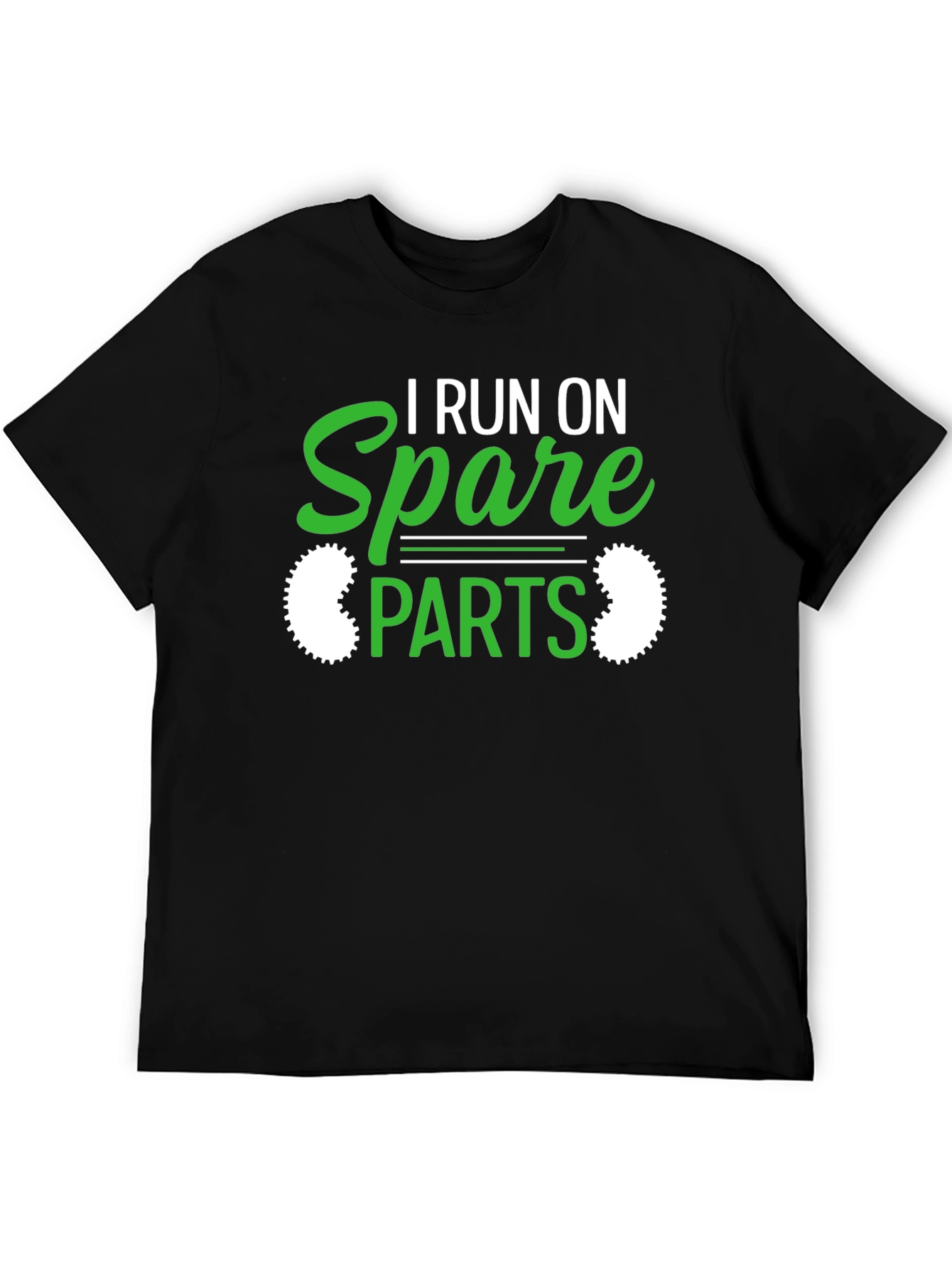 Black I Run On Spare Parts Funny Graphic T-Shirt view 5