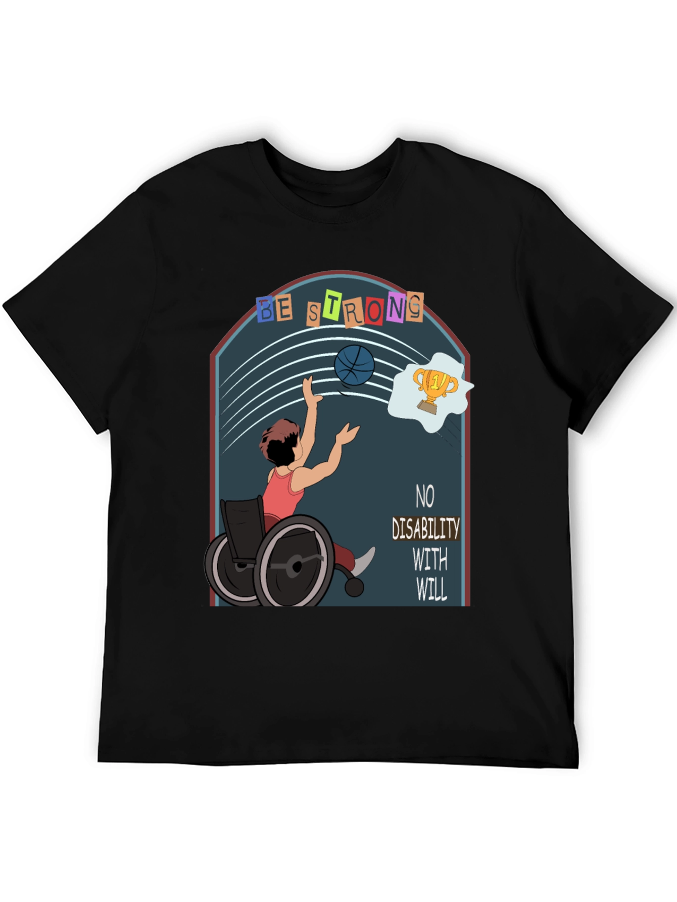 Black Inspirational Disability Awareness T-Shirt view 5