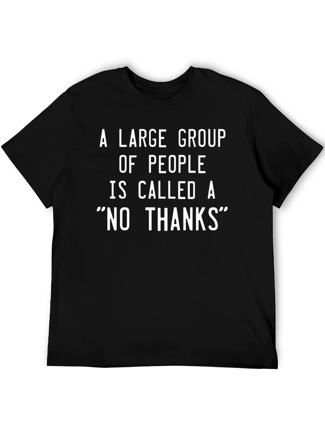 Black Funny Graphic T-Shirt: "NO THANKS" view 5