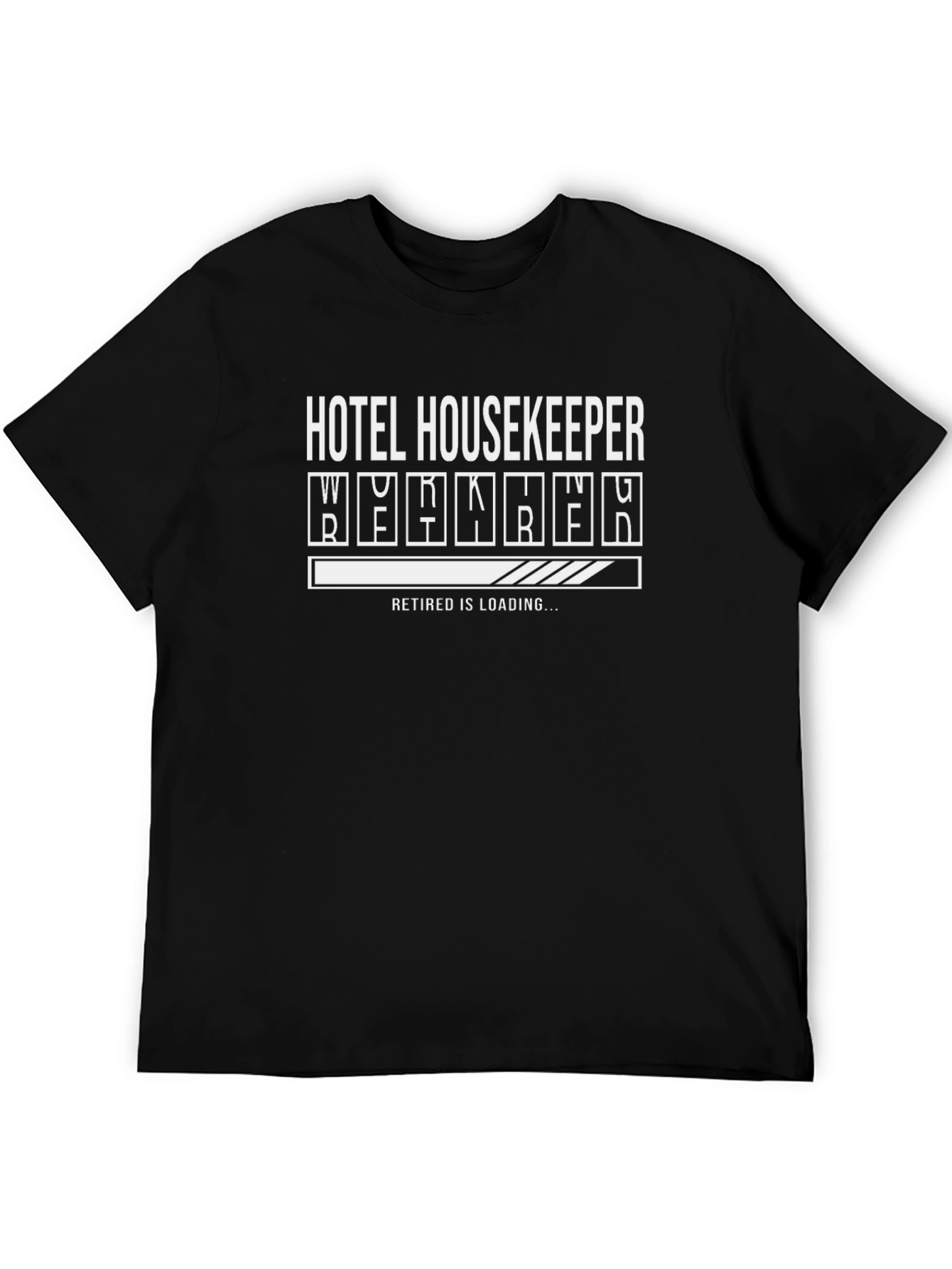 Black Hotel Housekeeper Retirement Loading T-Shirt view 5