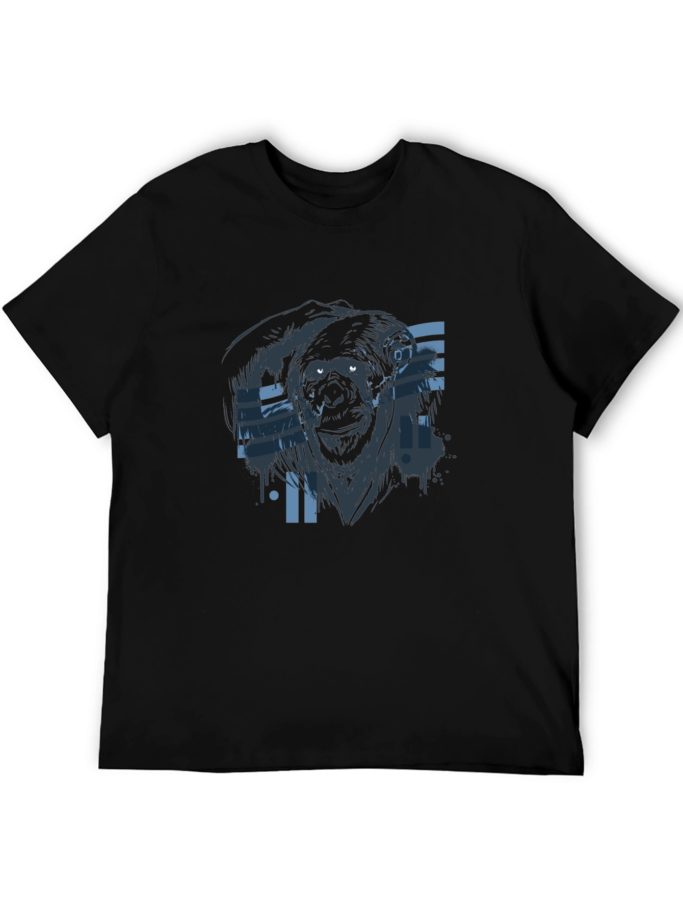 Black Cyber Gorilla Black T-Shirt - Cool Graphic Tee view 5