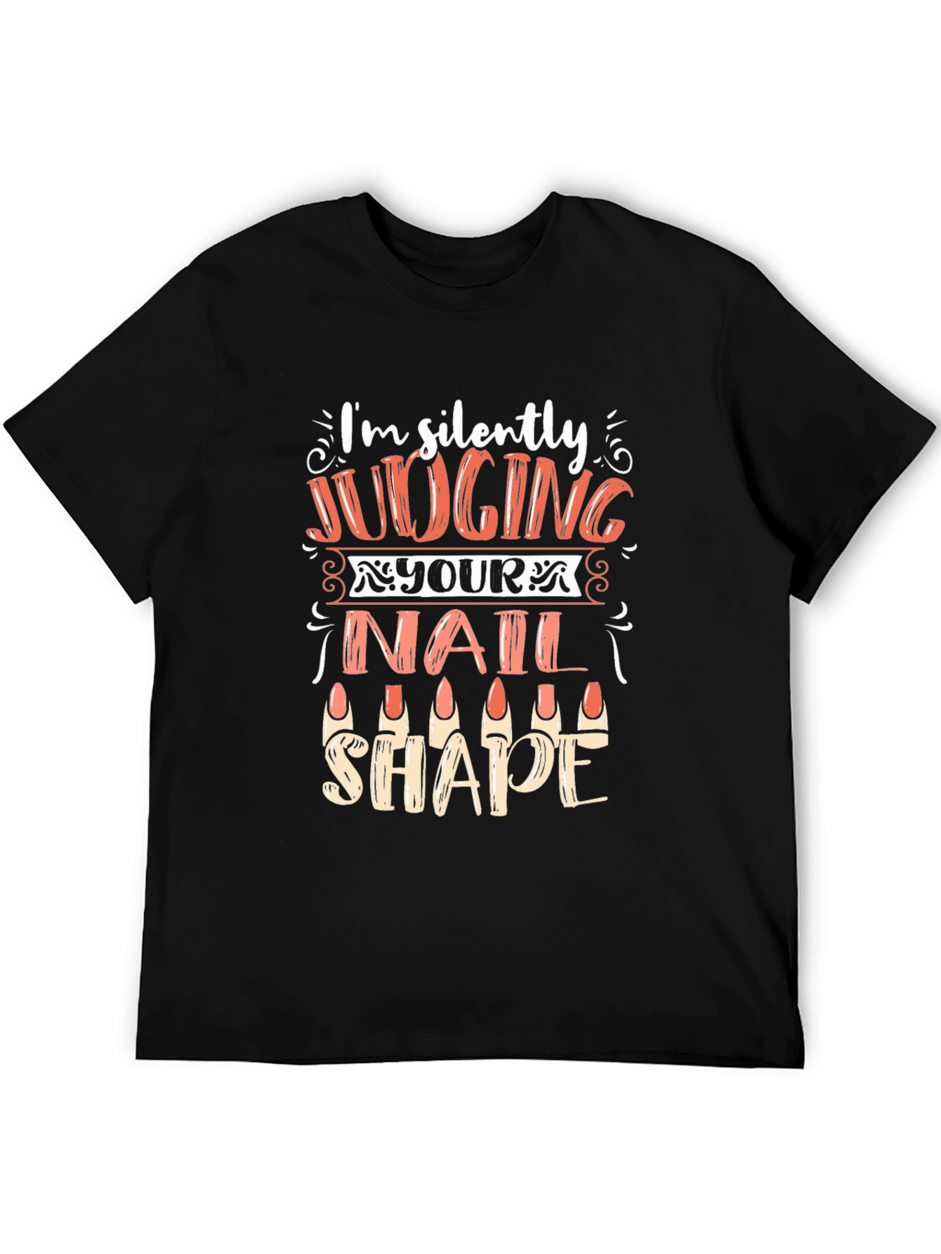 Black Funny Nail Shape Judging T-Shirt view 5