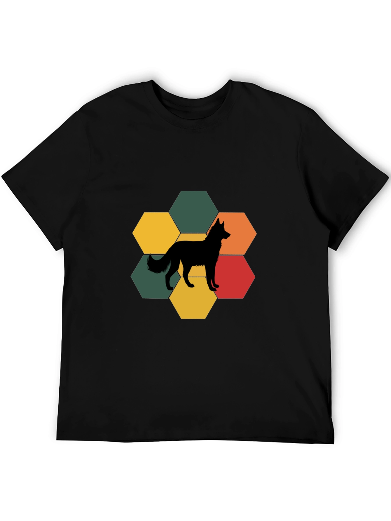 Black Dog Silhouette Hexagon T-Shirt view 5