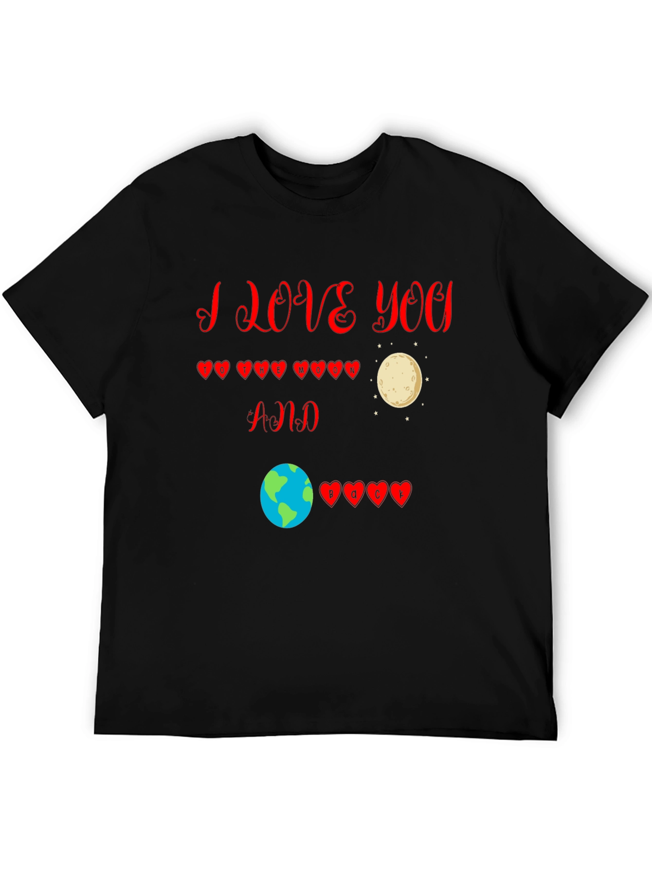 Black I Love You to the Moon and Back T-Shirt view 5