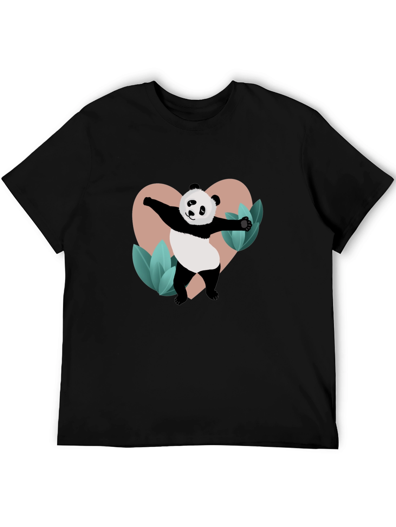 Black Panda Heart Graphic Black T-Shirt view 5