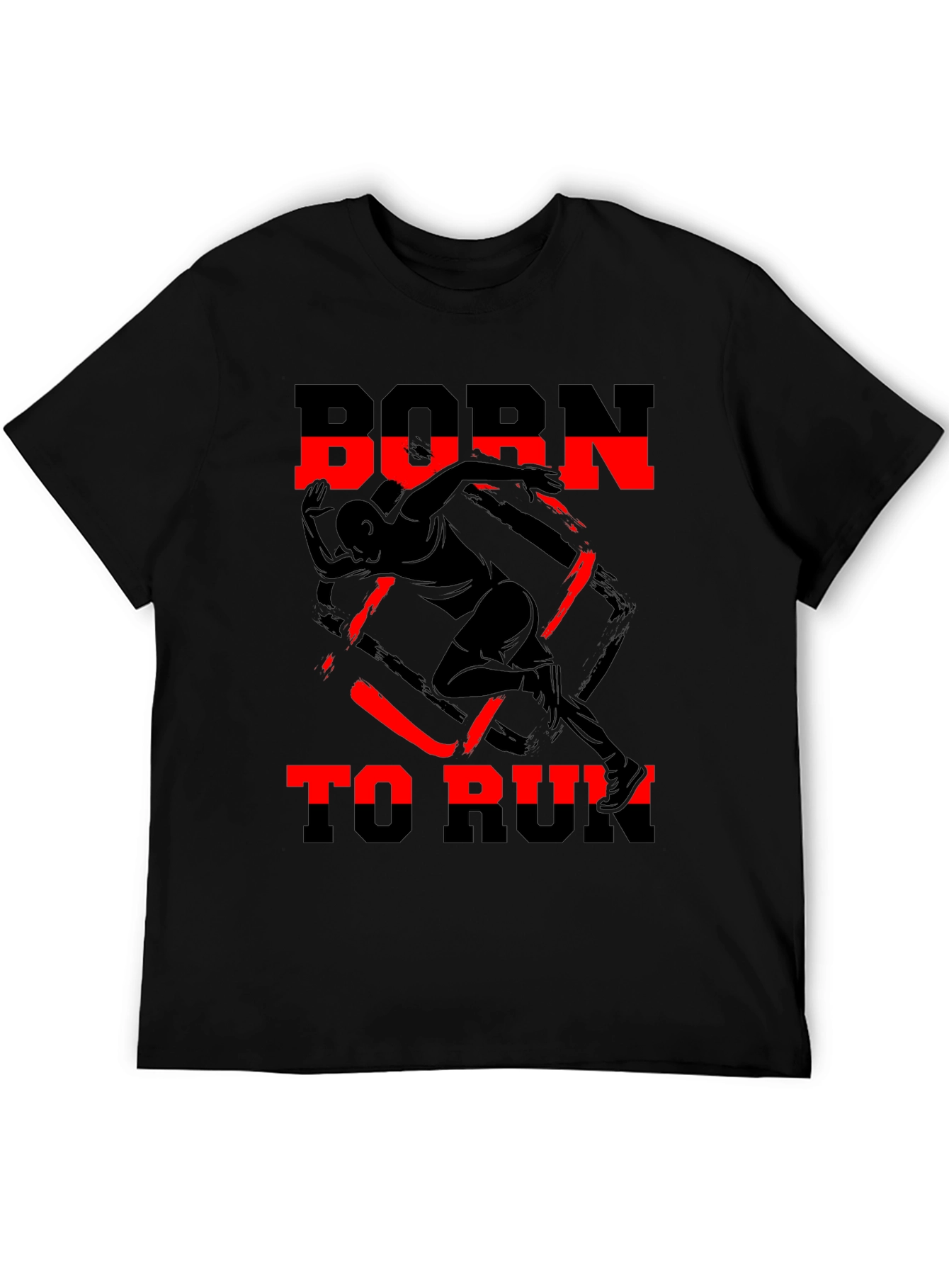 Black Born to Run Graphic Tee - Black Cotton T-Shirt view 5