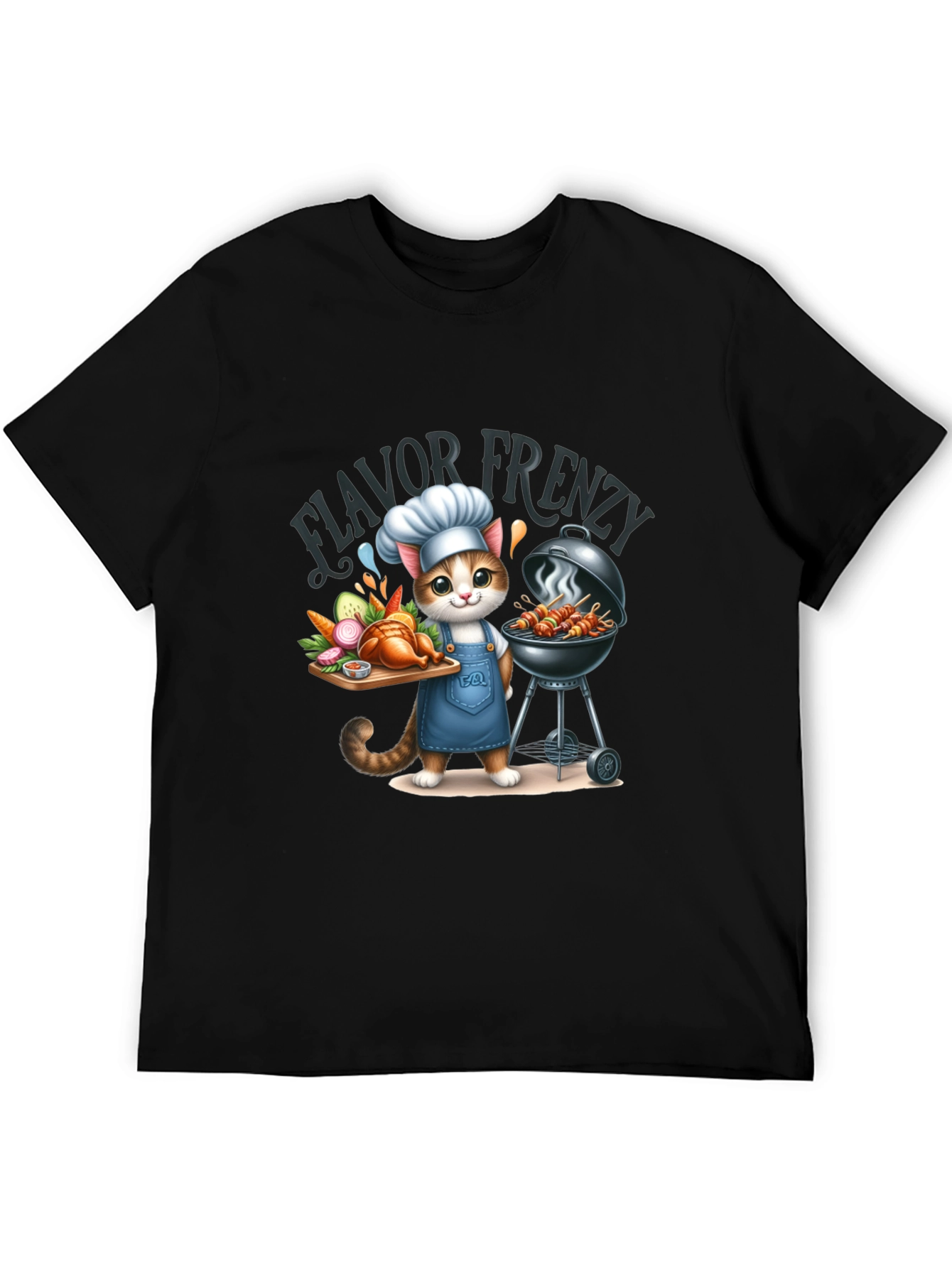 Black Flavor Frenzy Cat Chef T-Shirt view 5