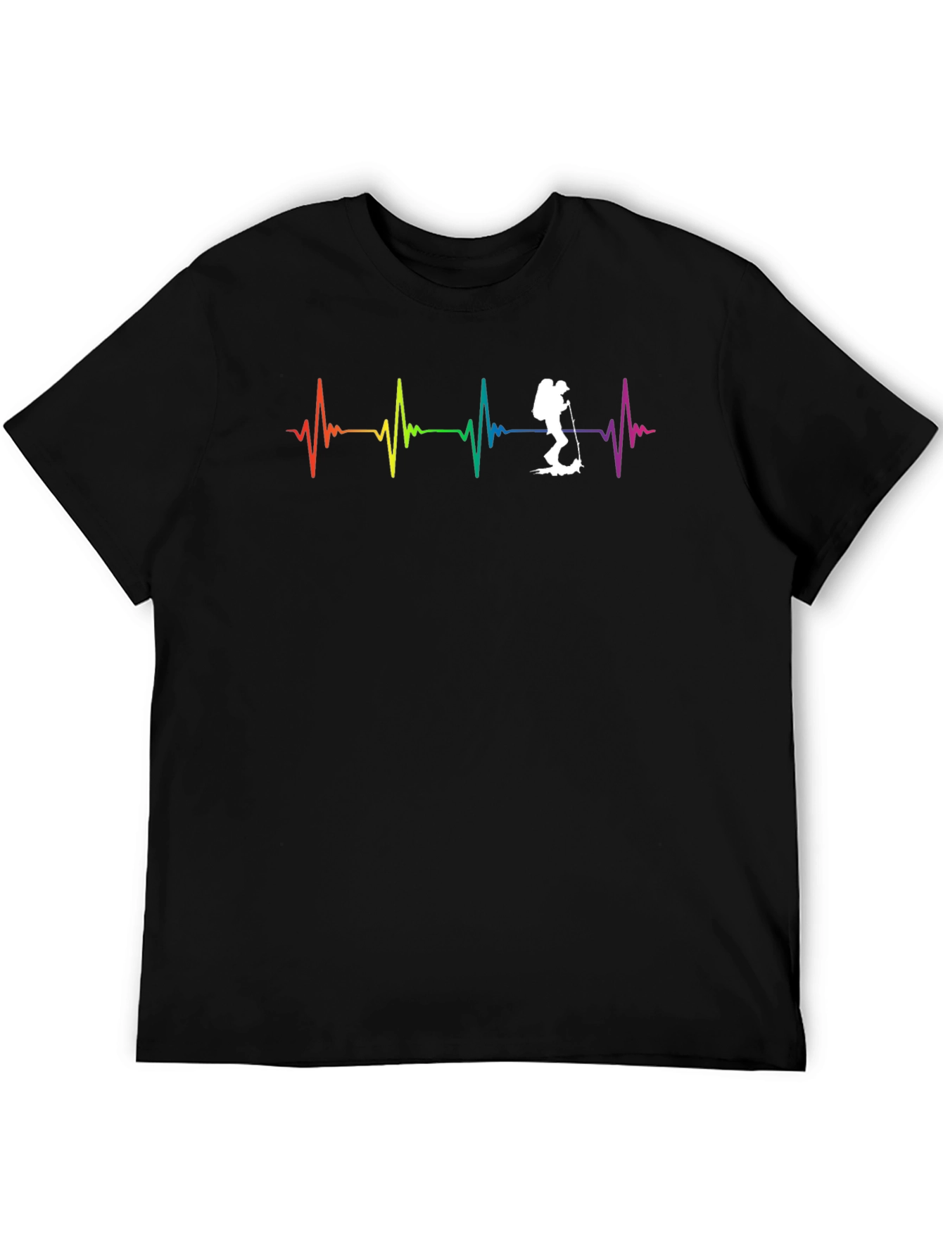 Black Rainbow Heartbeat Hiker Graphic Tee view 5