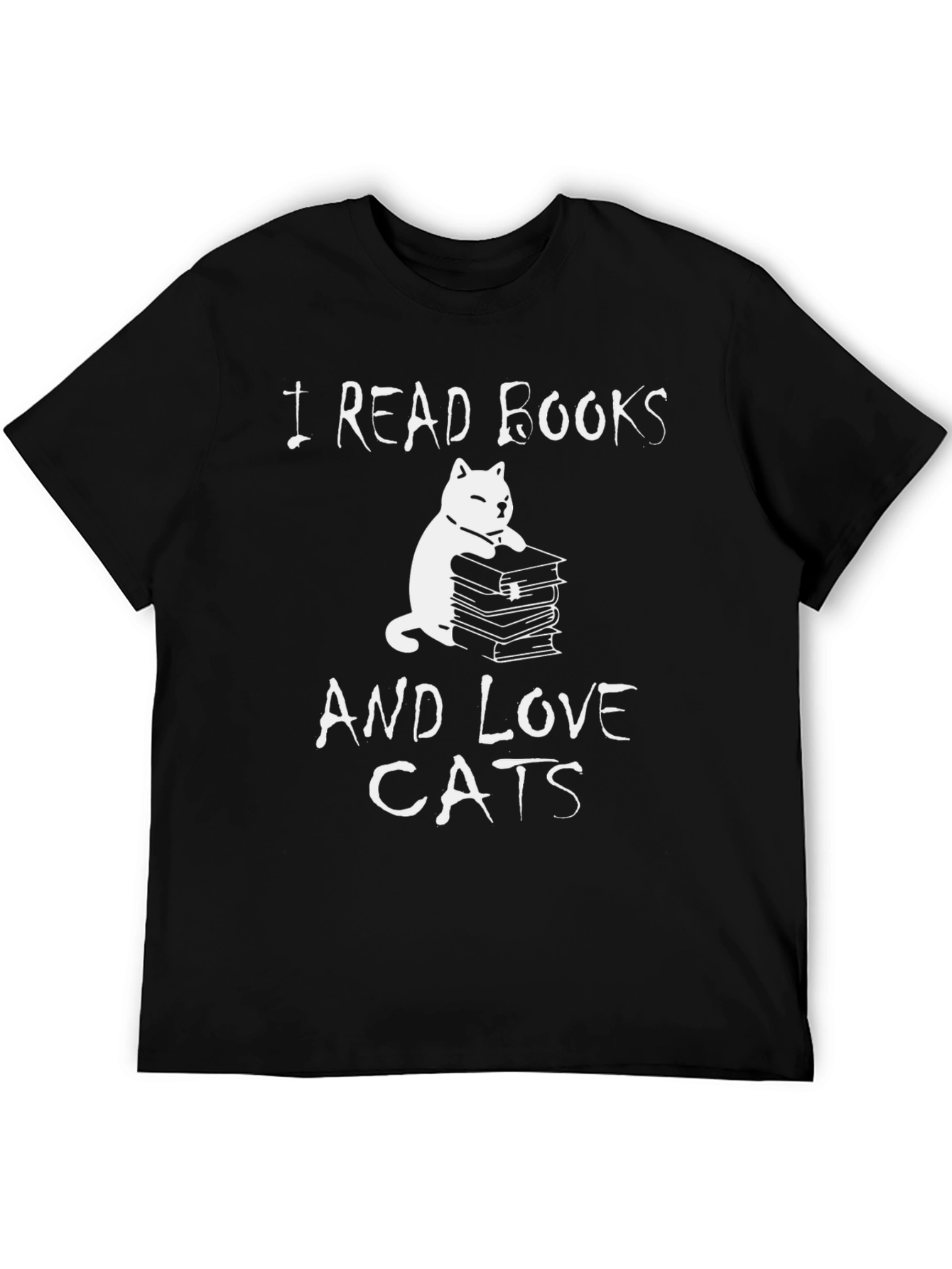 Black I Read Books and Love Cats Graphic Tee view 5