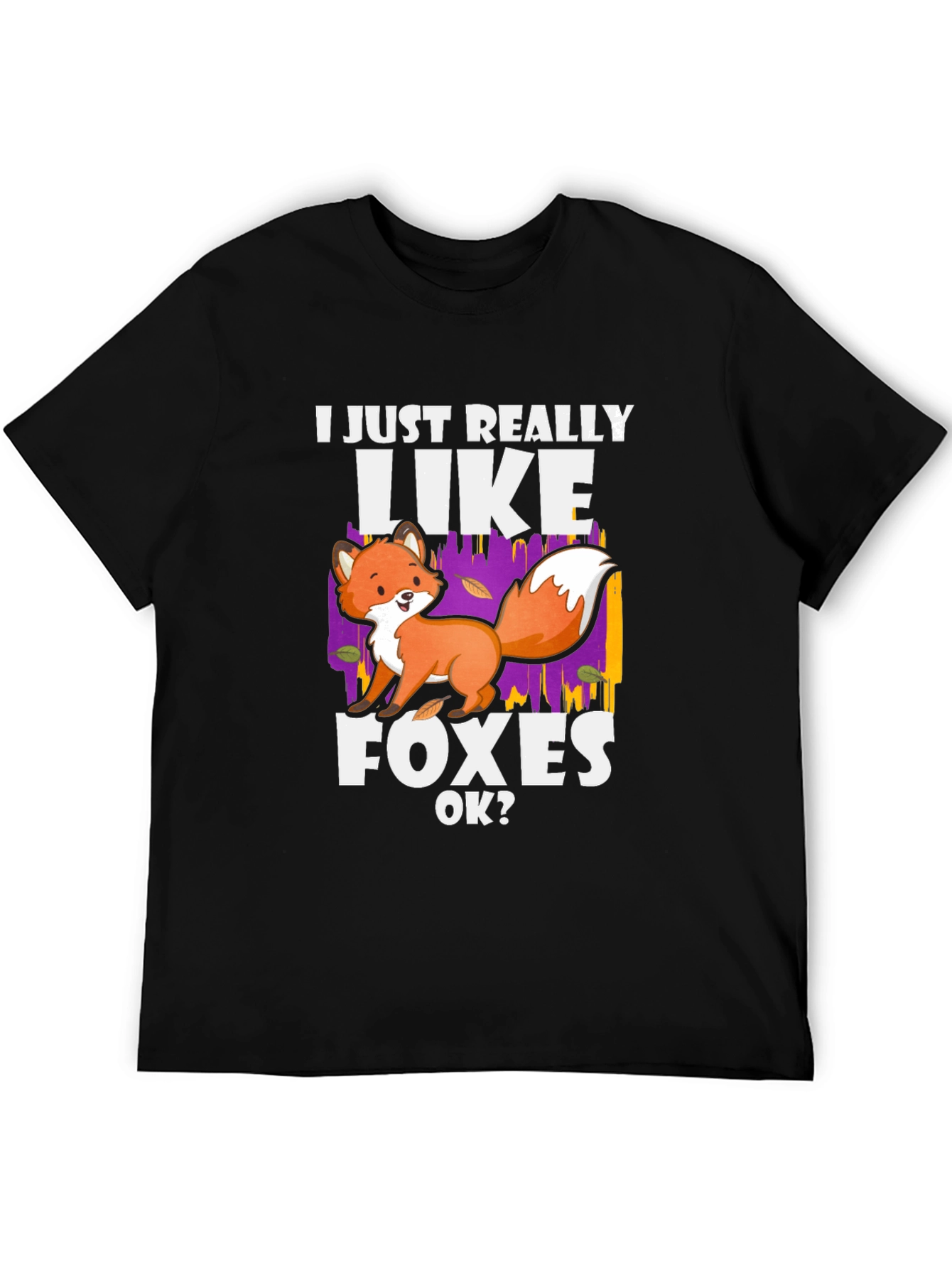 Black I Just Really Like Foxes T-Shirt view 5