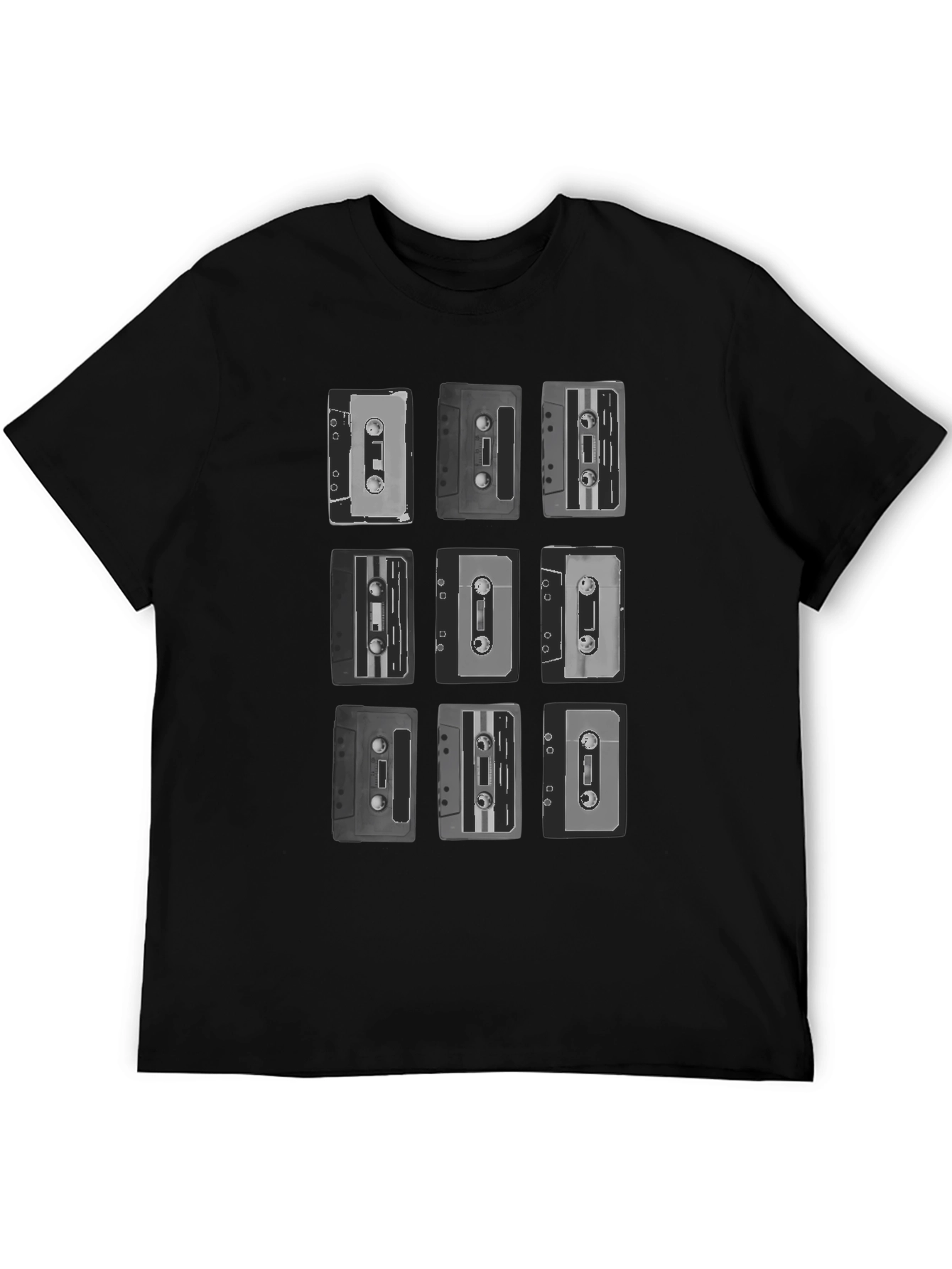 Black Retro Cassette Tape Graphic Tee - Classic Music Lover Shirt view 5