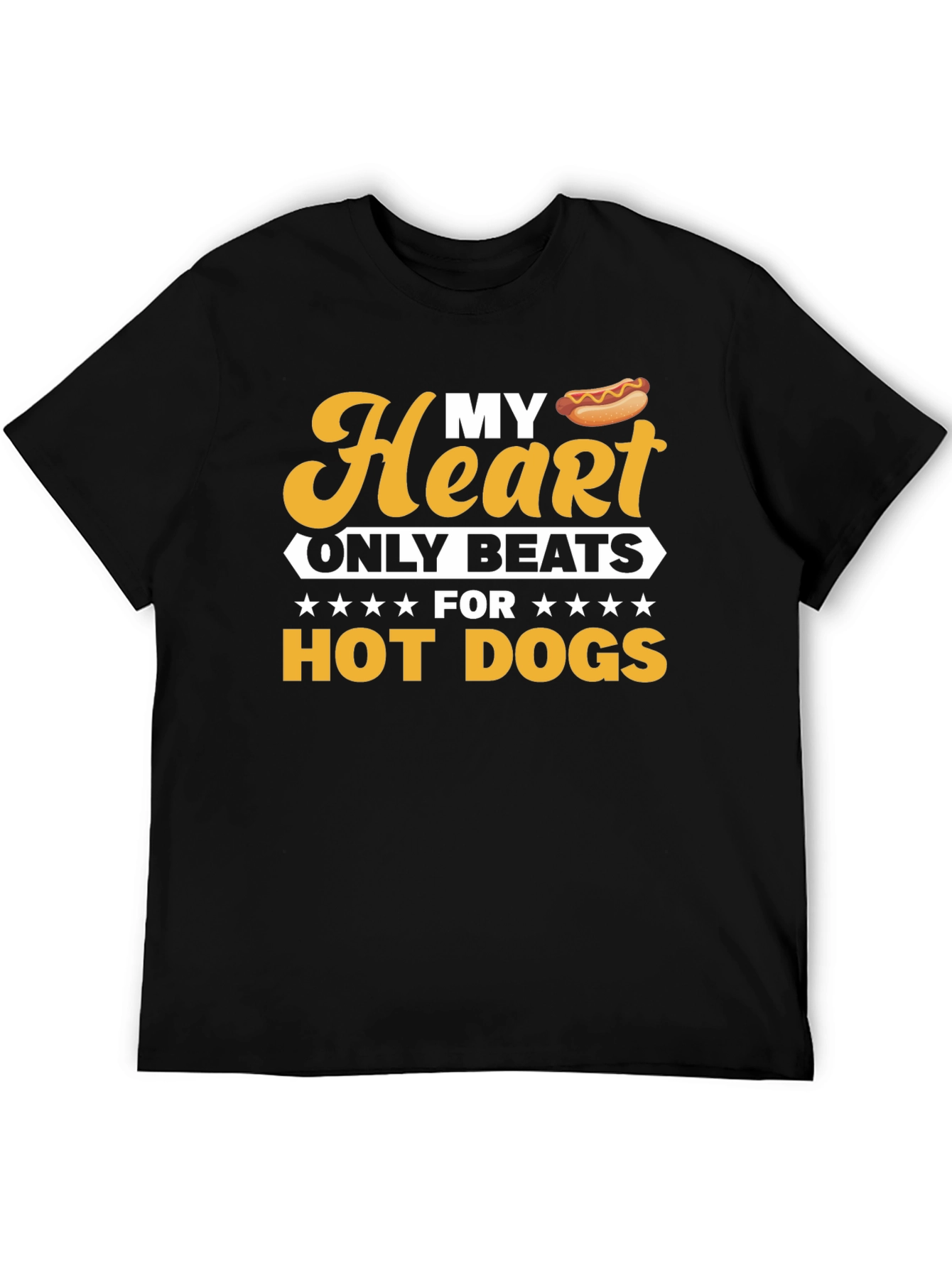 Black Funny Hot Dog Lover T-Shirt - My Heart Beats For Hot Dogs view 5