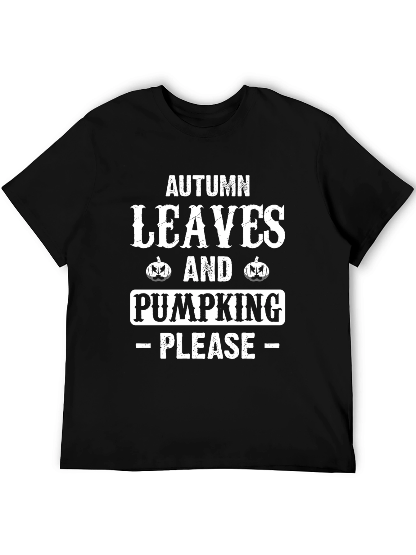 Black Autumn Leaves and Pumpkin Please T-Shirt view 5