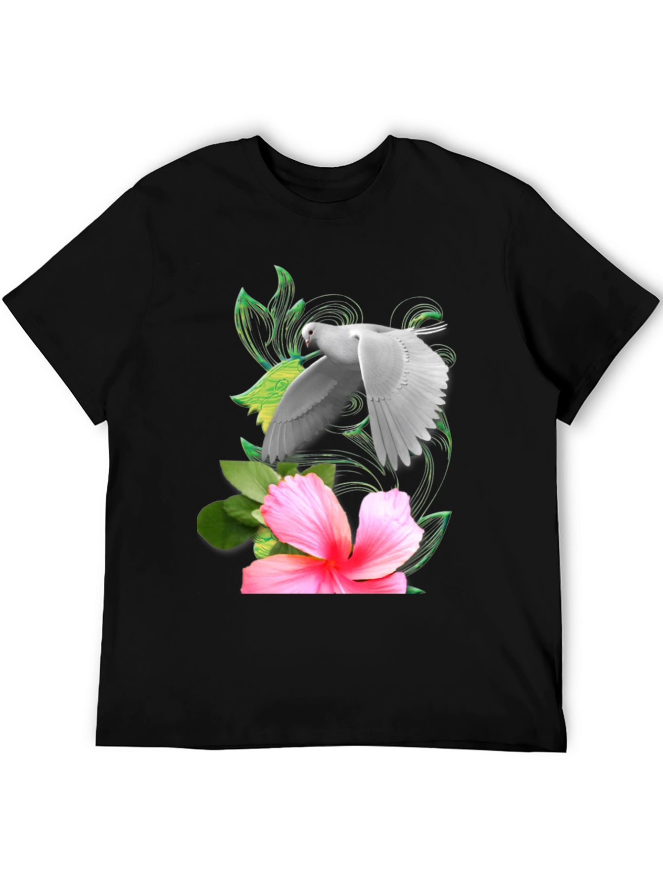 Black Dove & Hibiscus Graphic T-Shirt view 5