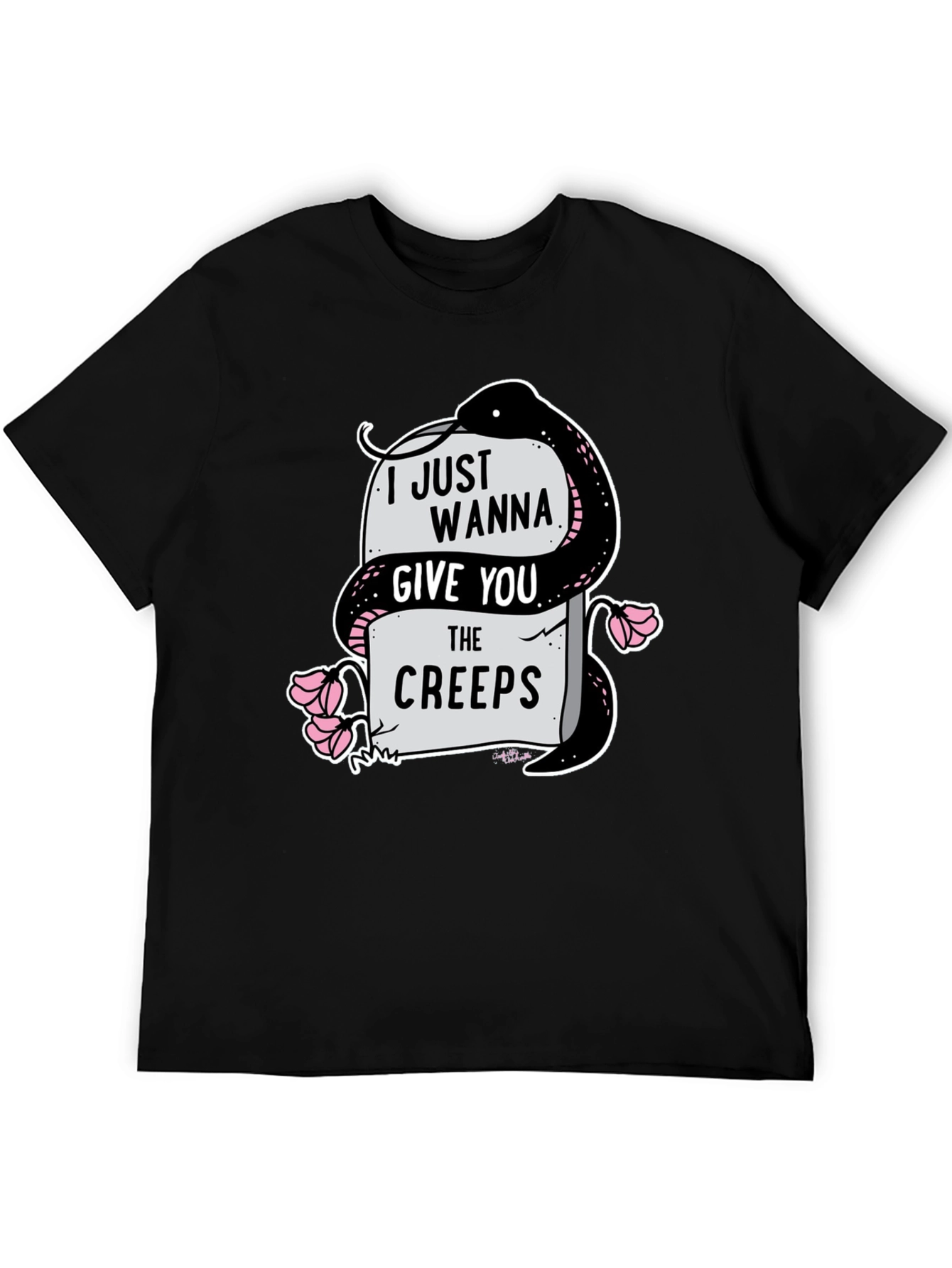 Black I Just Wanna Give You The Creeps Graphic T-Shirt view 5