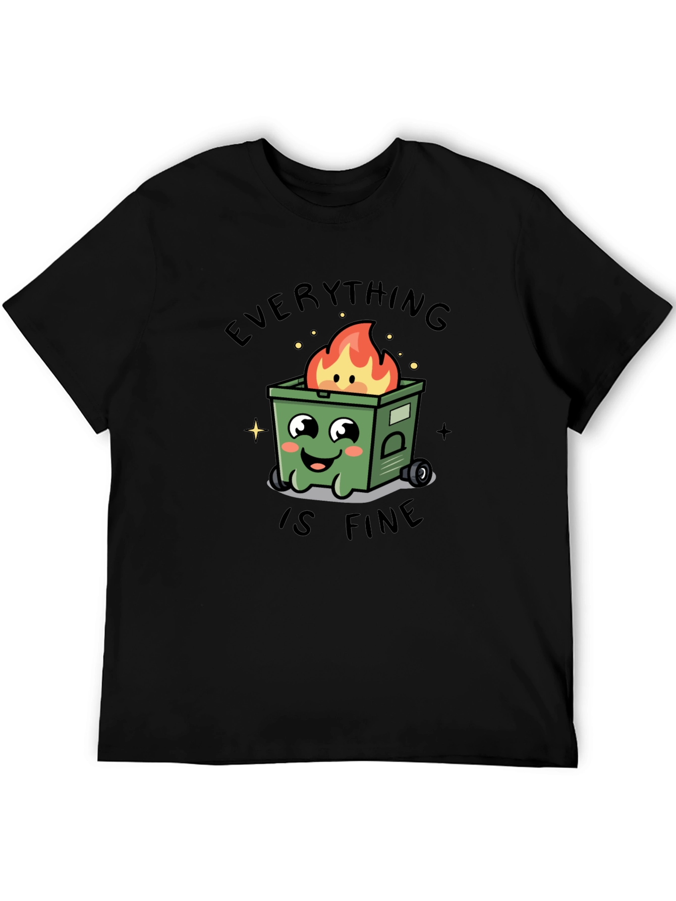 Black Everything Is Fine T-Shirt - Dumpster Fire Graphic Tee view 5