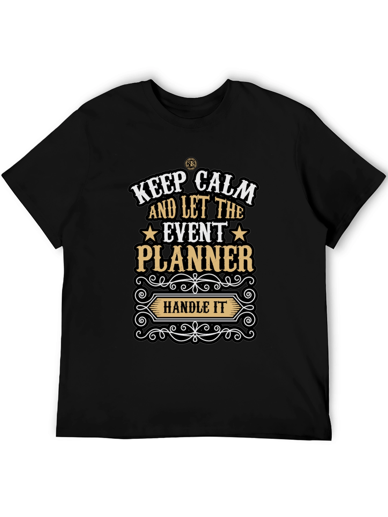 Black Keep Calm Event Planner Graphic Tee view 5